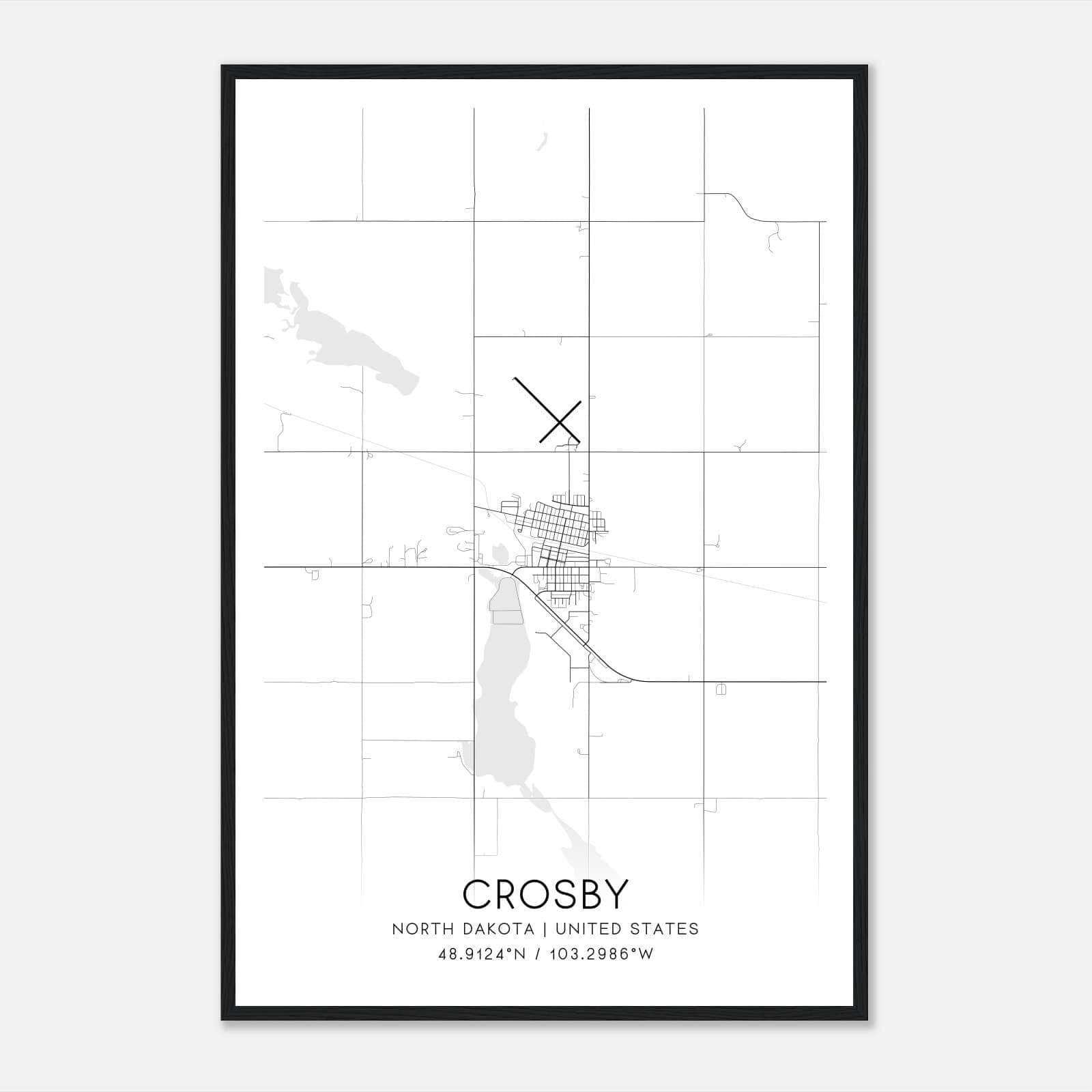 Crosby North Dakota Map Poster, Modern Home Decor Wall Art Print Crosby North Dakota Map Poster, Modern Home Decor Wall Art Print