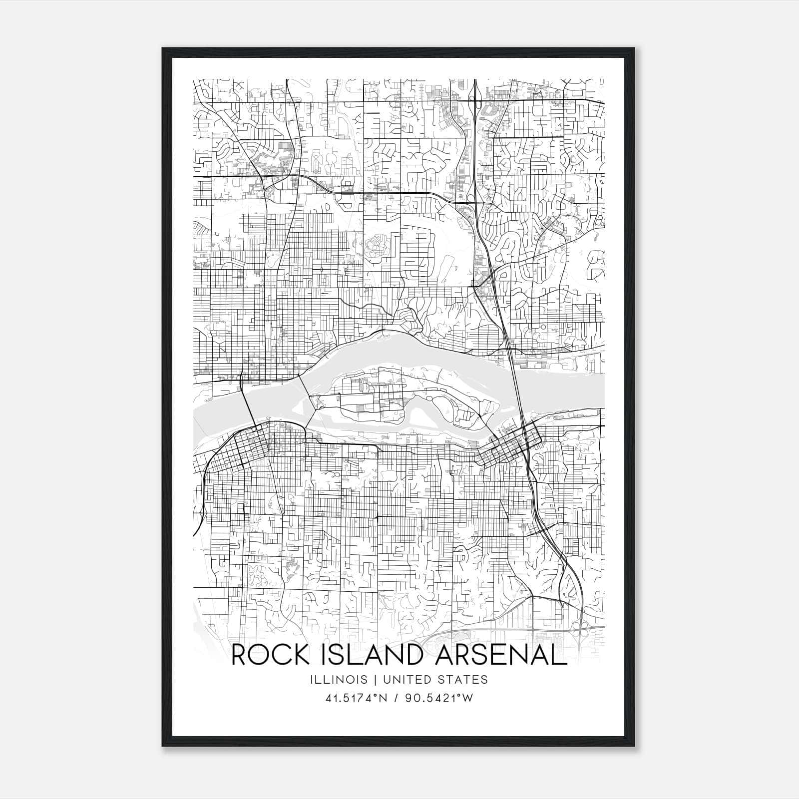 Rock Island Arsenal Illinois Map Poster, Modern Home Decor Wall Art Print Rock Island Arsenal Illinois Map Poster, Modern Home Decor Wall Art Print