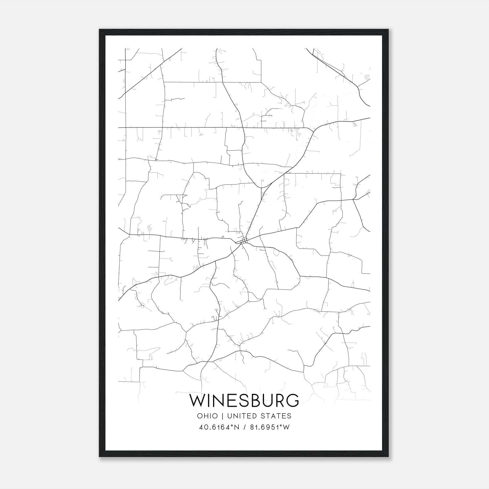 Winesburg Ohio Map Poster, Modern Home Decor Wall Art Print Winesburg Ohio Map Poster, Modern Home Decor Wall Art Print