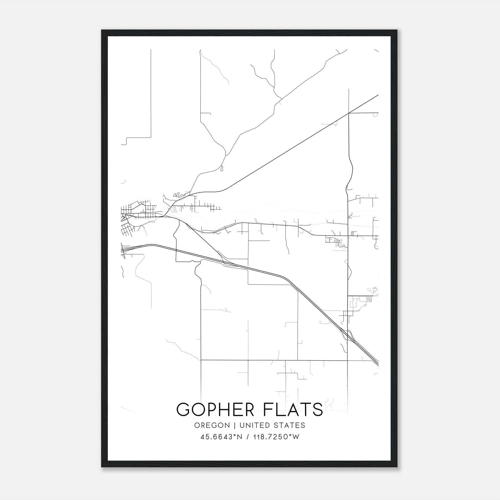 Gopher Flats Oregon Map Poster, Modern Home Decor Wall Art Print Gopher Flats Oregon Map Poster, Modern Home Decor Wall Art Print