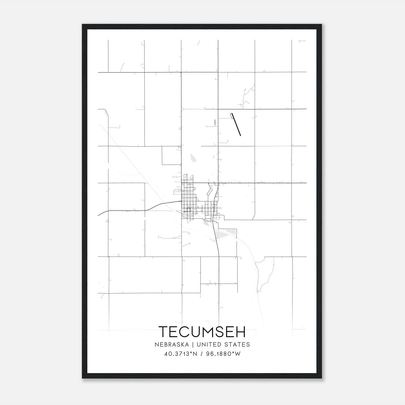 Tecumseh Nebraska Map Poster, Modern Home Decor Wall Art Print Tecumseh Nebraska Map Poster, Modern Home Decor Wall Art Print