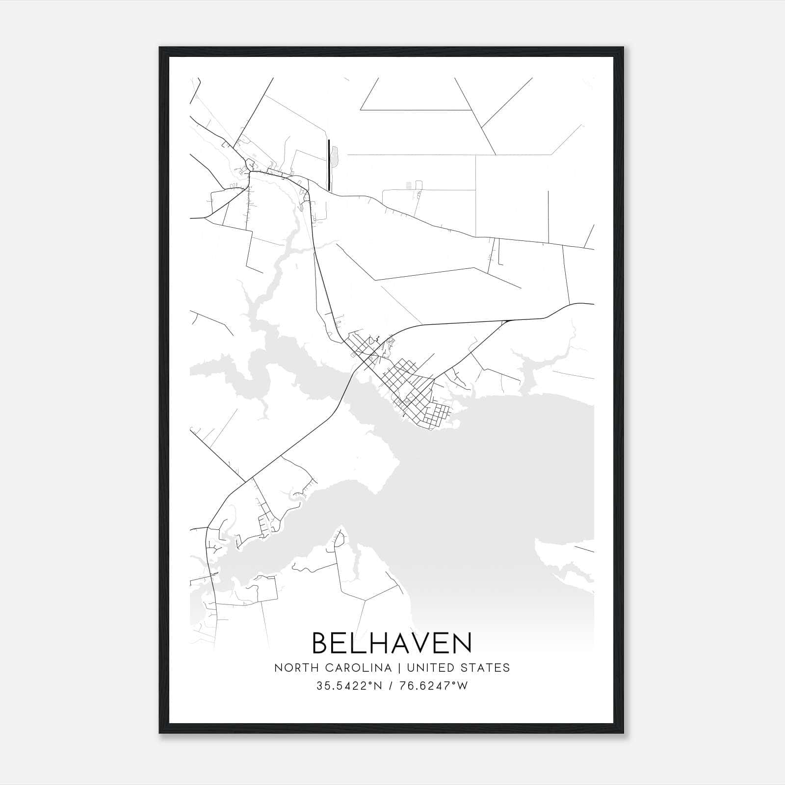 Belhaven North Carolina Map Poster, Modern Home Decor Wall Art Print Belhaven North Carolina Map Poster, Modern Home Decor Wall Art Print