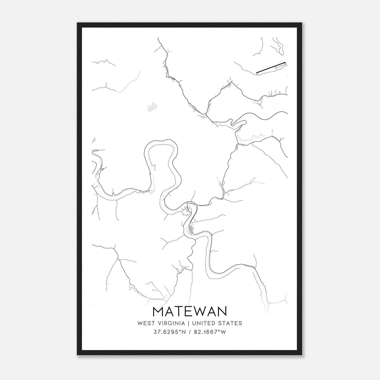 Matewan West Virginia Map Poster, Modern Home Decor Wall Art Print Matewan West Virginia Map Poster, Modern Home Decor Wall Art Print