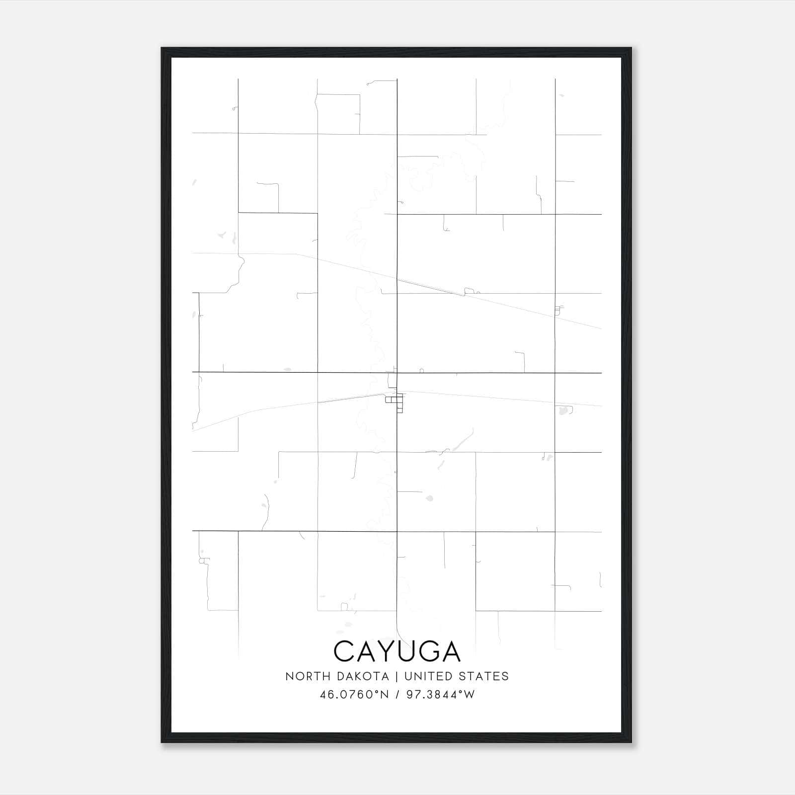 Cayuga North Dakota Map Poster, Modern Home Decor Wall Art Print Cayuga North Dakota Map Poster, Modern Home Decor Wall Art Print