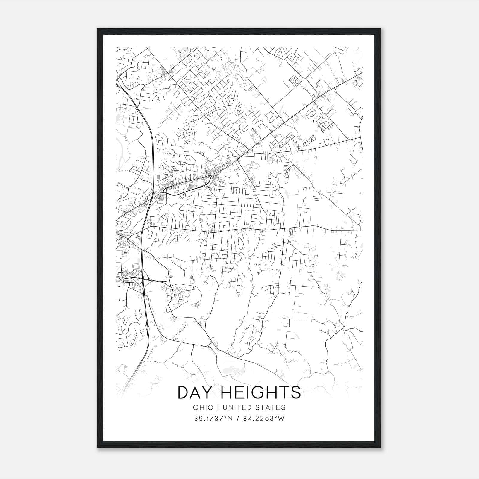 Day Heights Ohio Map Poster, Modern Home Decor Wall Art Print Day Heights Ohio Map Poster, Modern Home Decor Wall Art Print
