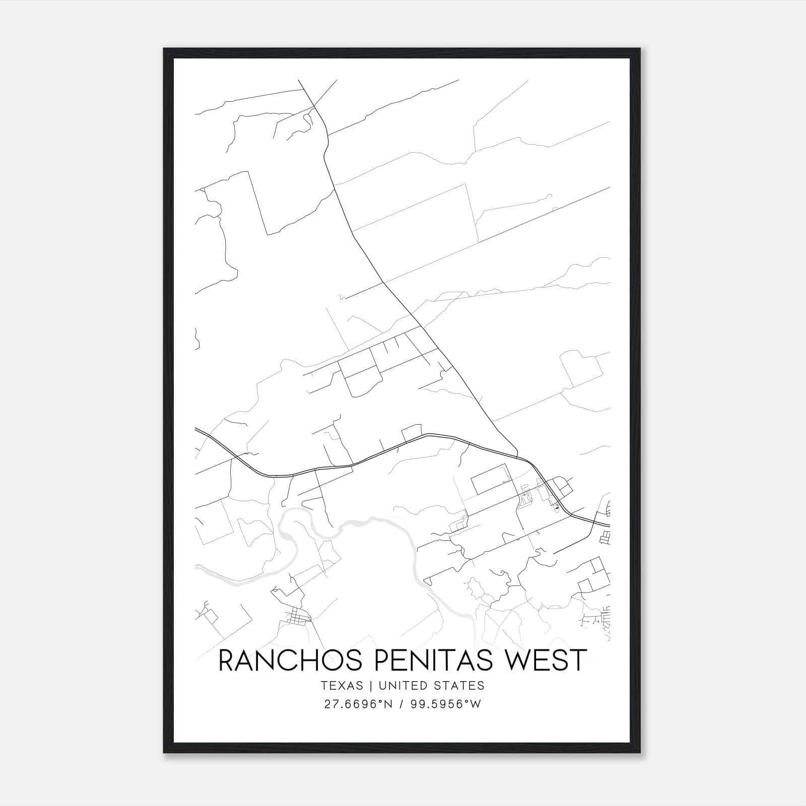 Ranchos Penitas West Texas Map Poster, Modern Home Decor Wall Art Print Ranchos Penitas West Texas Map Poster, Modern Home Decor Wall Art Print