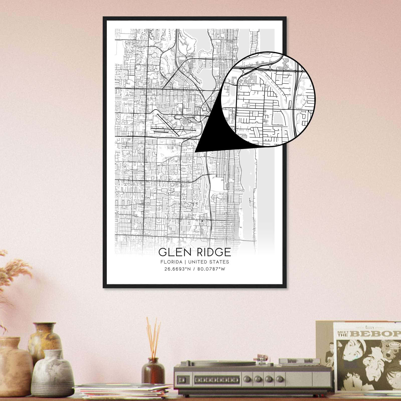 Deerfield Kansas Map Poster, Modern Home Decor Wall Art Print (Copy)