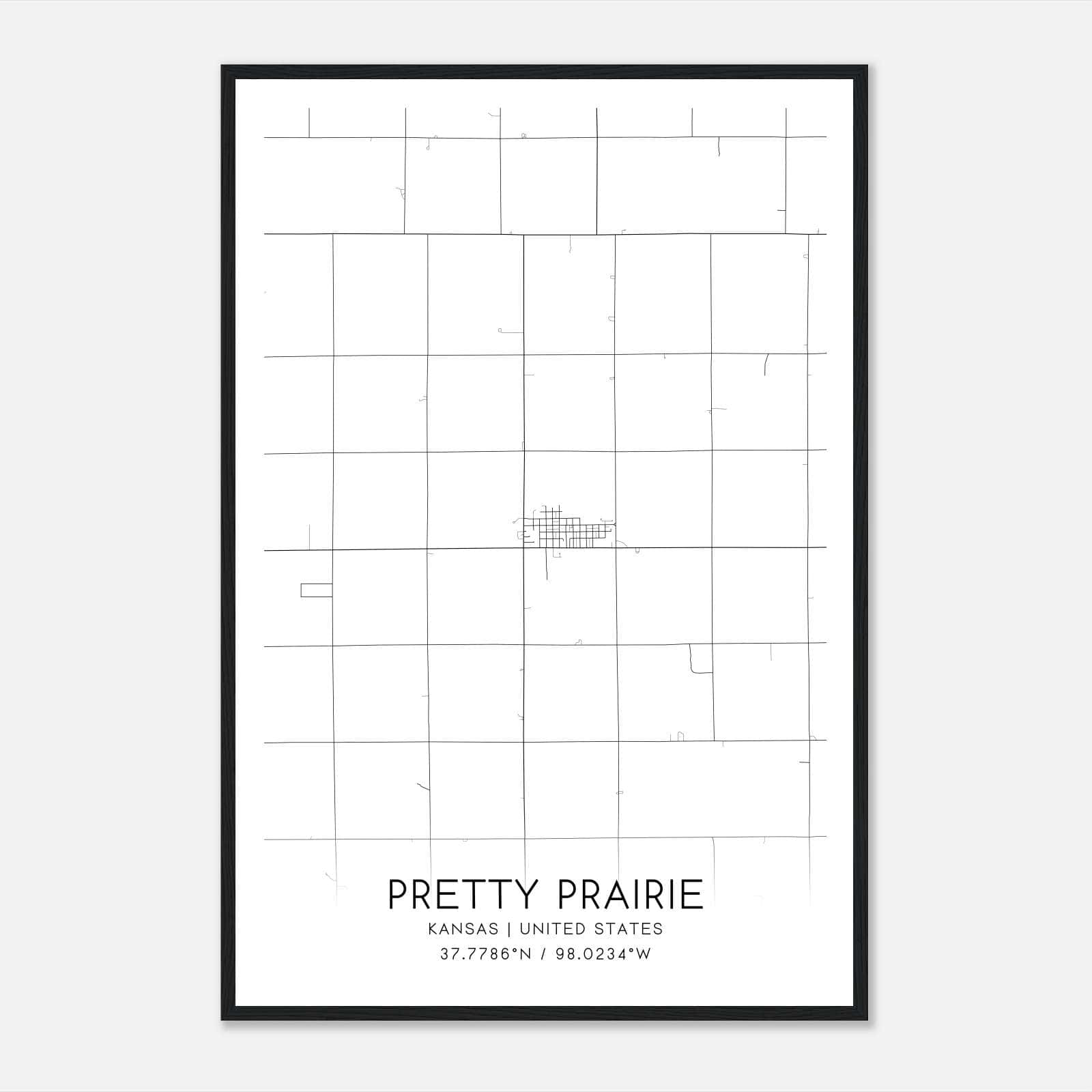 Pretty Prairie Kansas Map Poster, Modern Home Decor Wall Art Print Pretty Prairie Kansas Map Poster, Modern Home Decor Wall Art Print