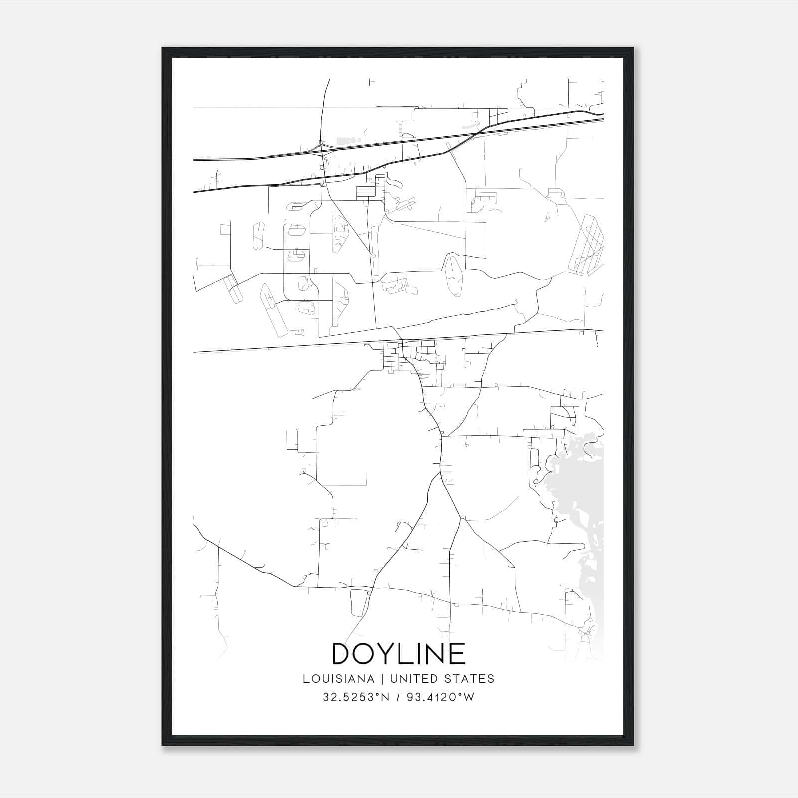 Doyline Louisiana Map Poster, Modern Home Decor Wall Art Print Doyline Louisiana Map Poster, Modern Home Decor Wall Art Print