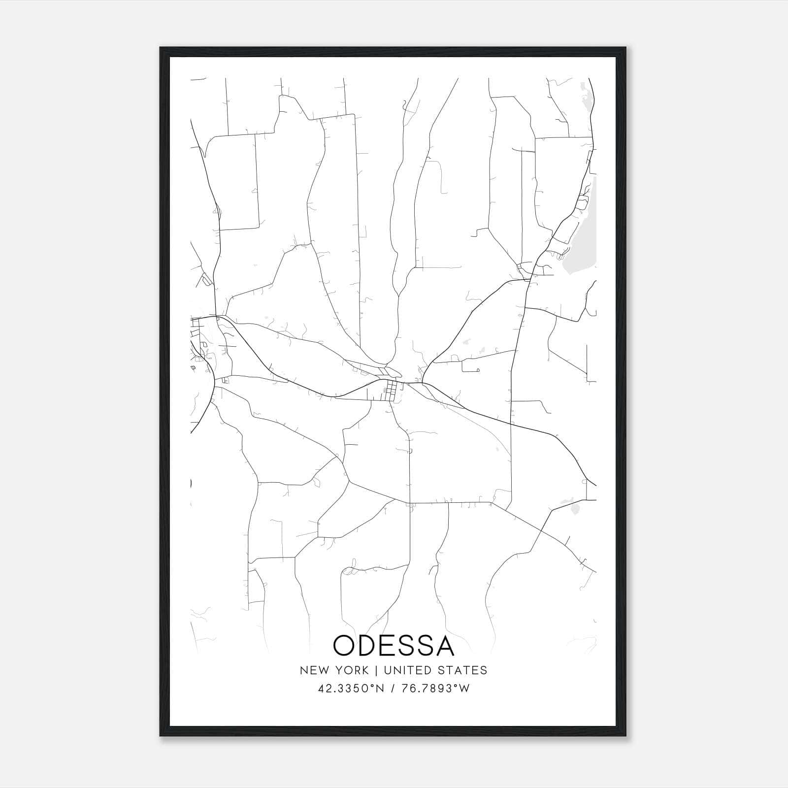 Odessa New York Map Poster, Modern Home Decor Wall Art Print Odessa New York Map Poster, Modern Home Decor Wall Art Print