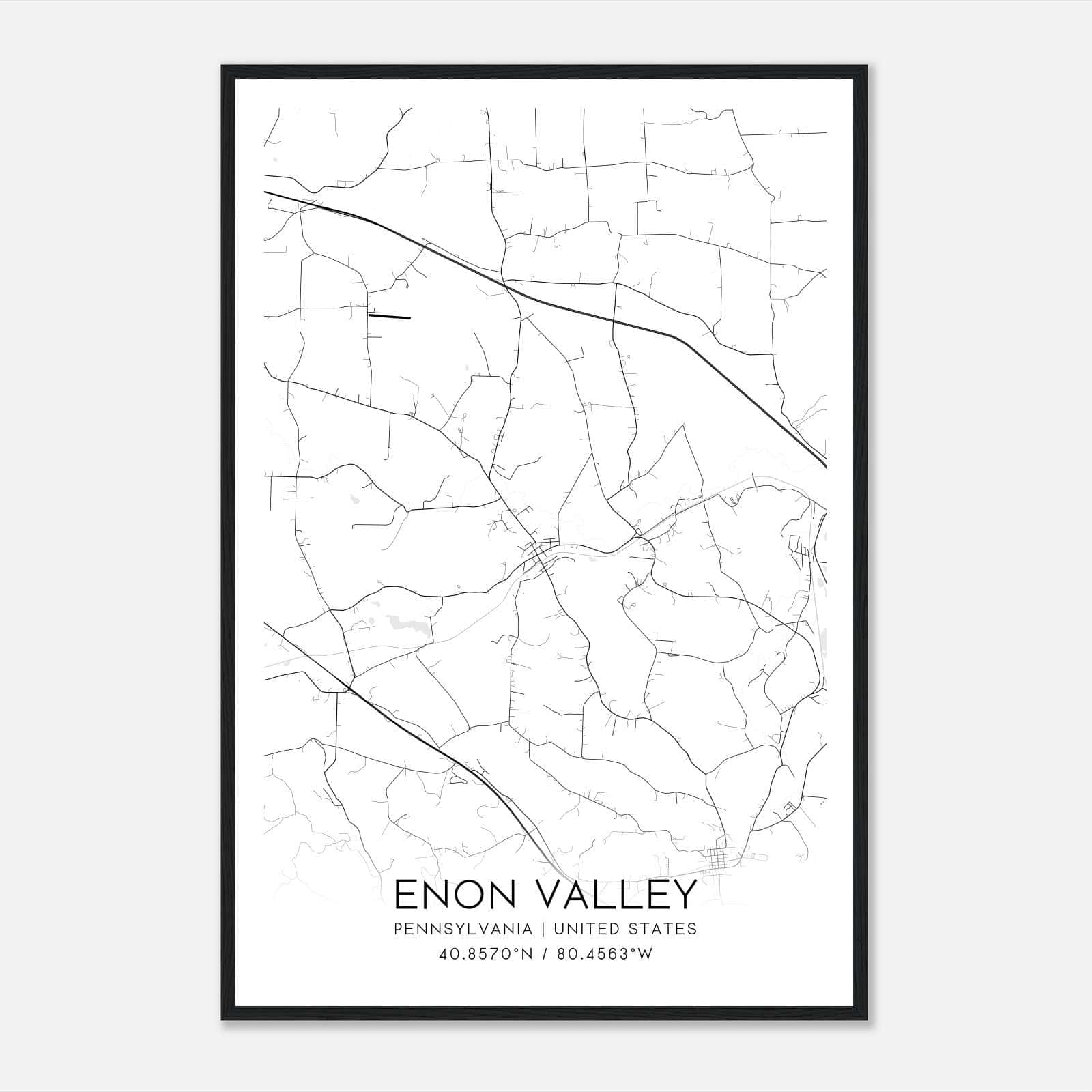 Enon Valley Pennsylvania Map Poster, Modern Home Decor Wall Art Print Enon Valley Pennsylvania Map Poster, Modern Home Decor Wall Art Print