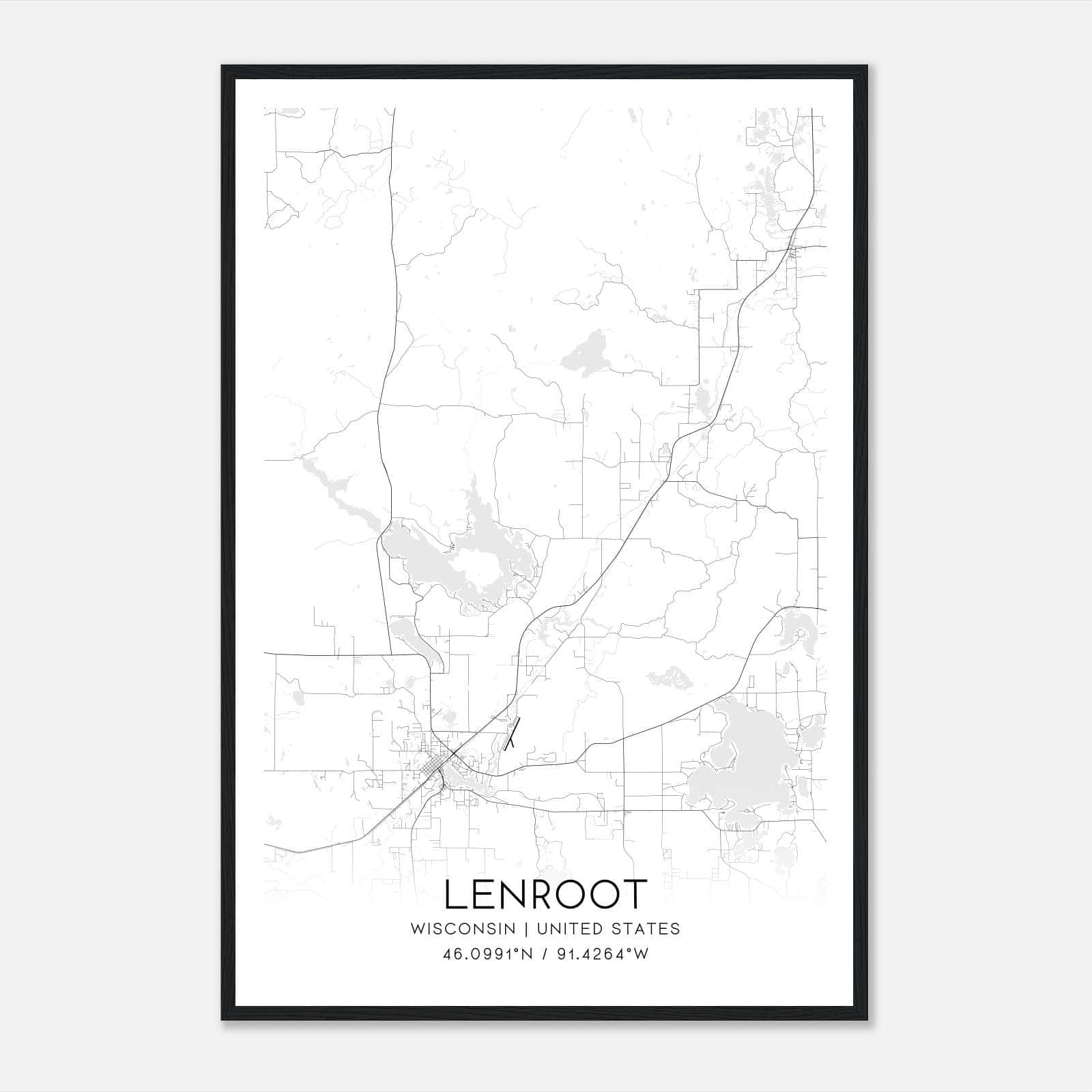 Lenroot Wisconsin Map Poster, Modern Home Decor Wall Art Print Lenroot Wisconsin Map Poster, Modern Home Decor Wall Art Print