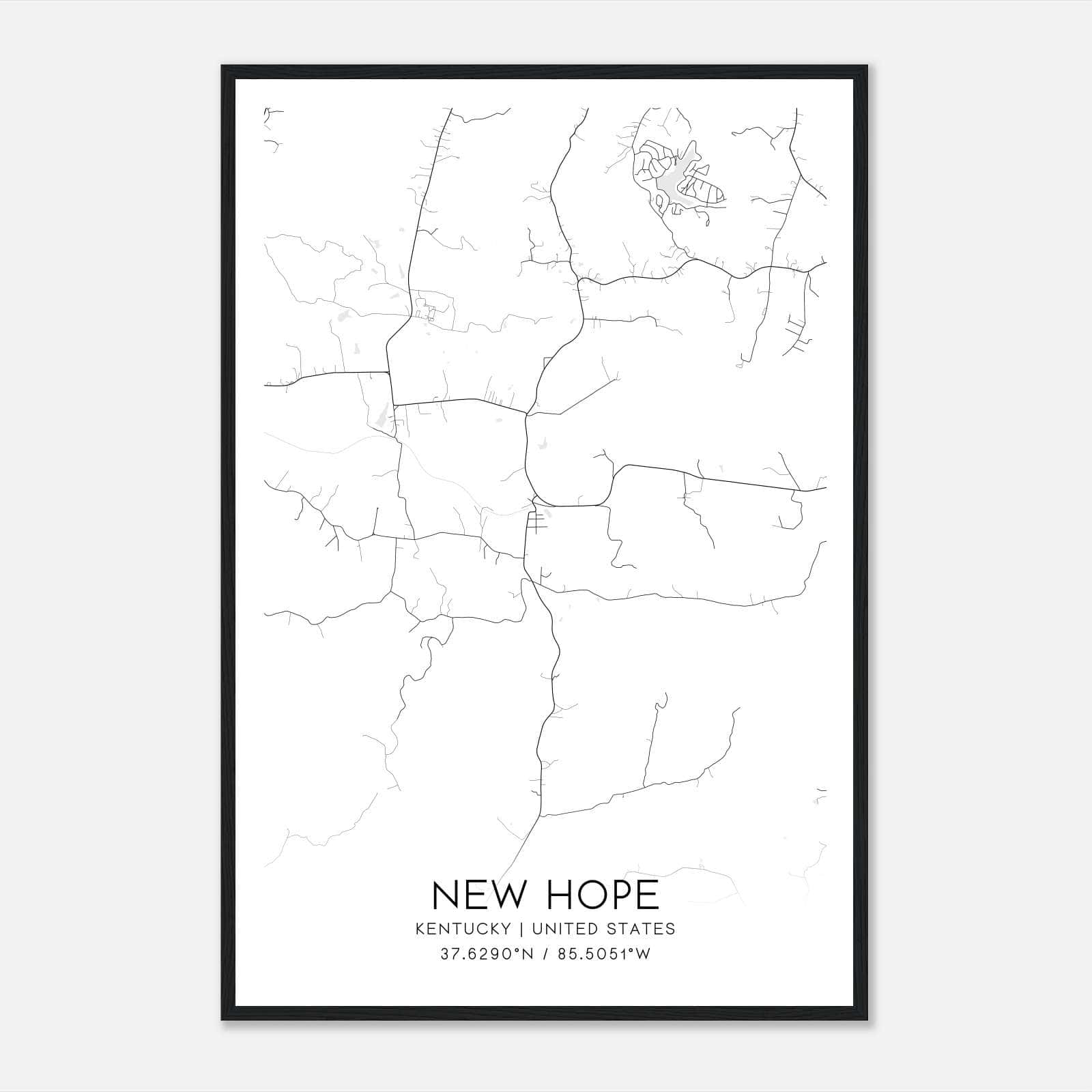 New Hope Kentucky Map Poster, Modern Home Decor Wall Art Print New Hope Kentucky Map Poster, Modern Home Decor Wall Art Print