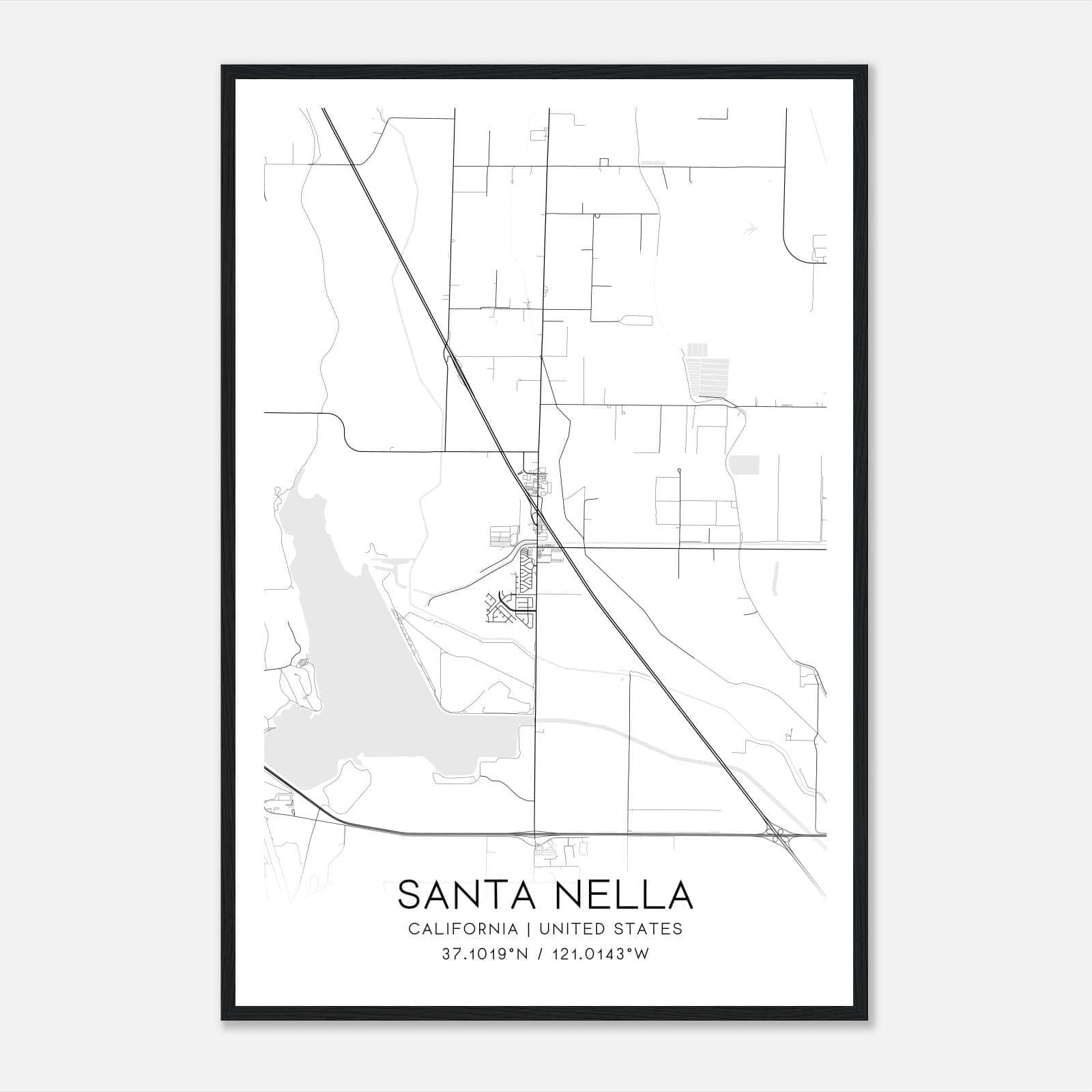 Santa Nella California Map Poster, Modern Home Decor Wall Art Print Santa Nella California Map Poster, Modern Home Decor Wall Art Print
