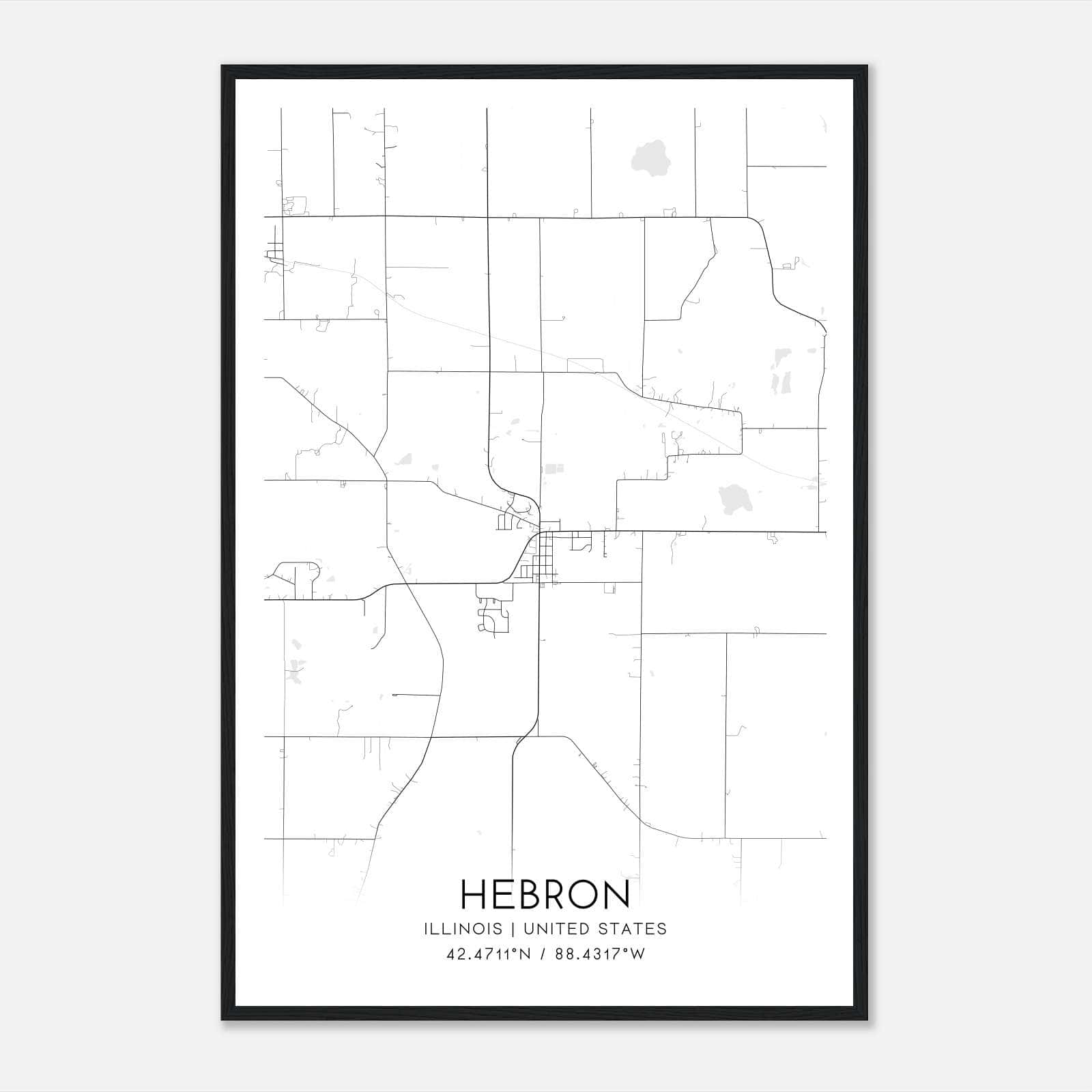 Hebron Illinois Map Poster, Modern Home Decor Wall Art Print Hebron Illinois Map Poster, Modern Home Decor Wall Art Print