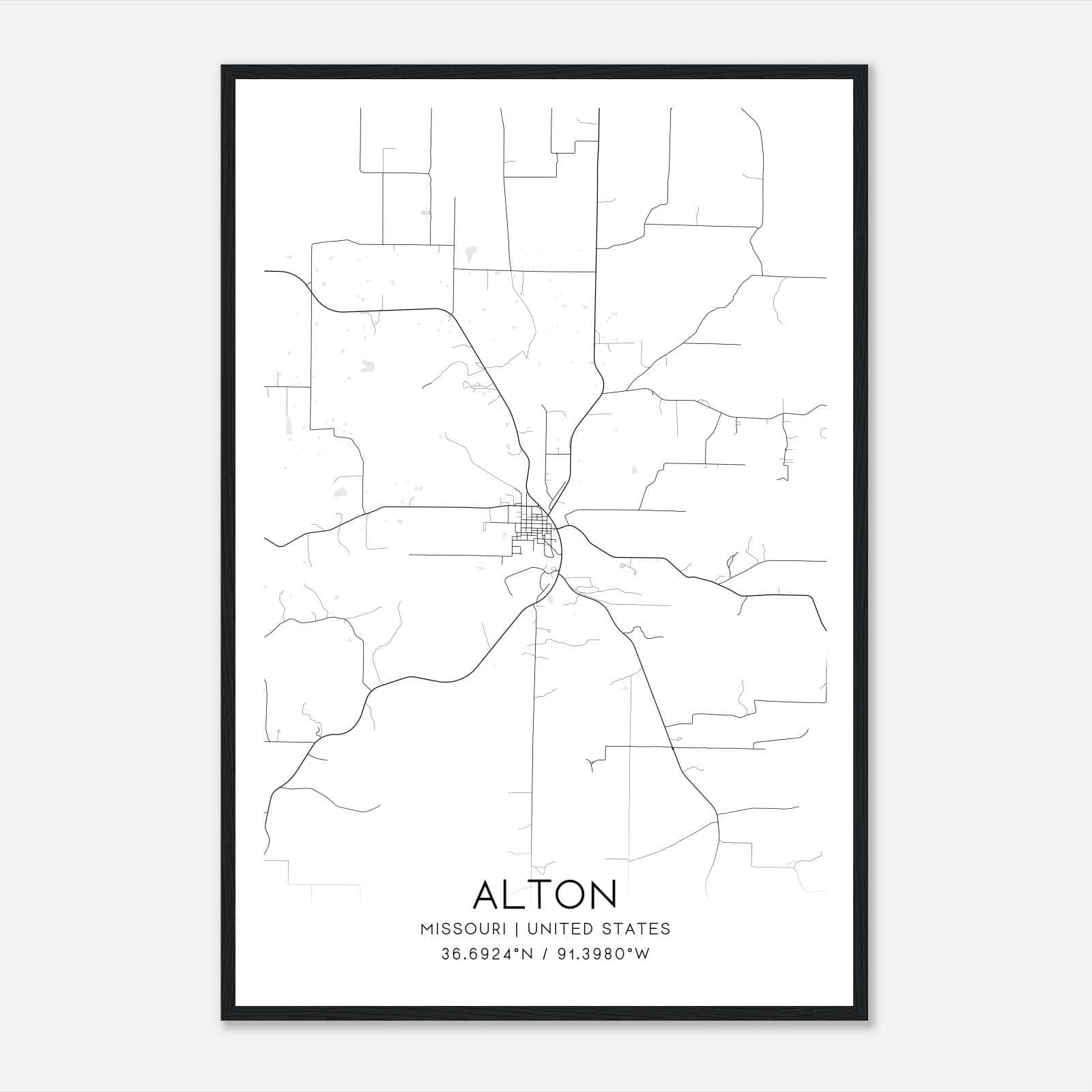 Alton Missouri Map Poster, Modern Home Decor Wall Art Print Alton Missouri Map Poster, Modern Home Decor Wall Art Print