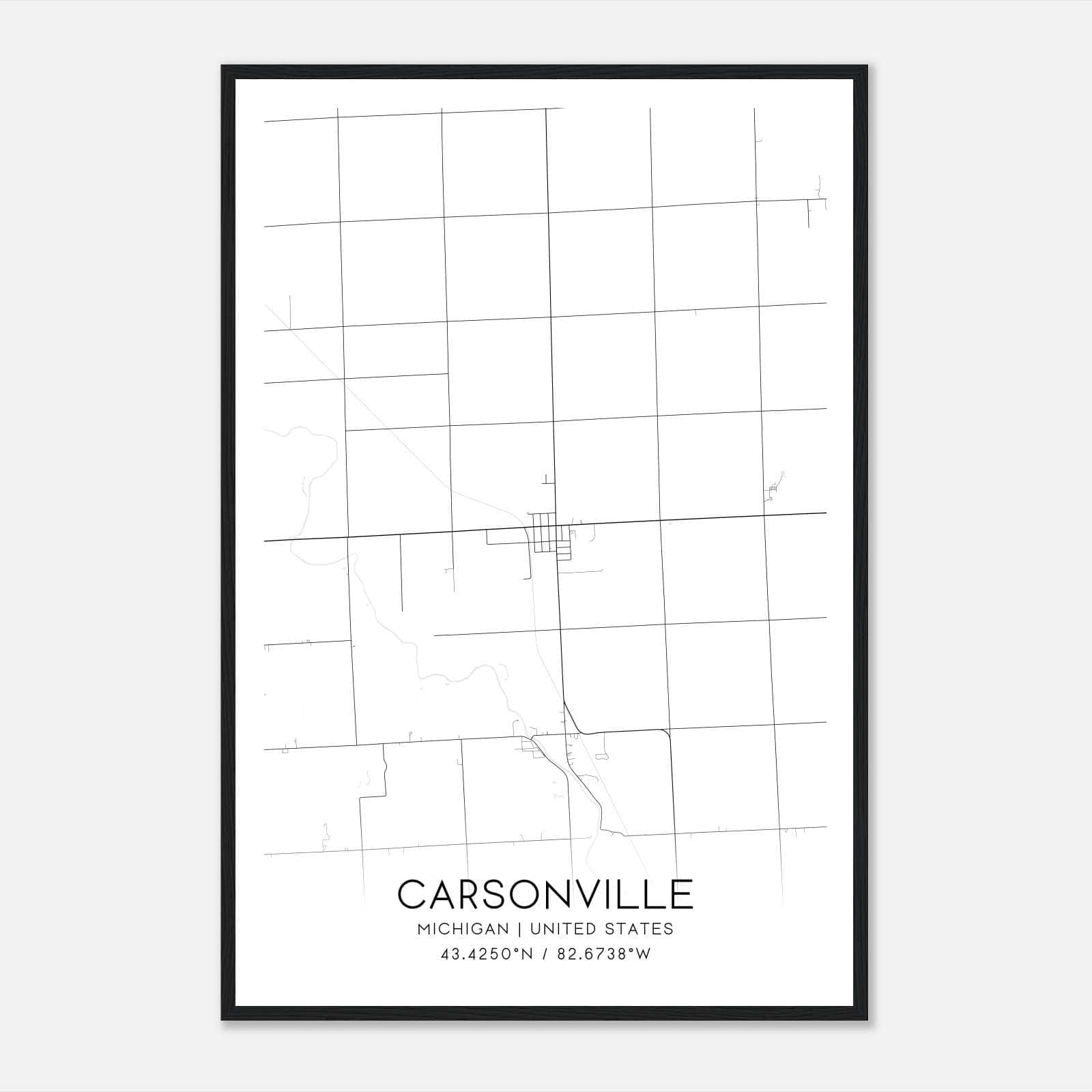 Carsonville Michigan Map Poster, Modern Home Decor Wall Art Print Carsonville Michigan Map Poster, Modern Home Decor Wall Art Print