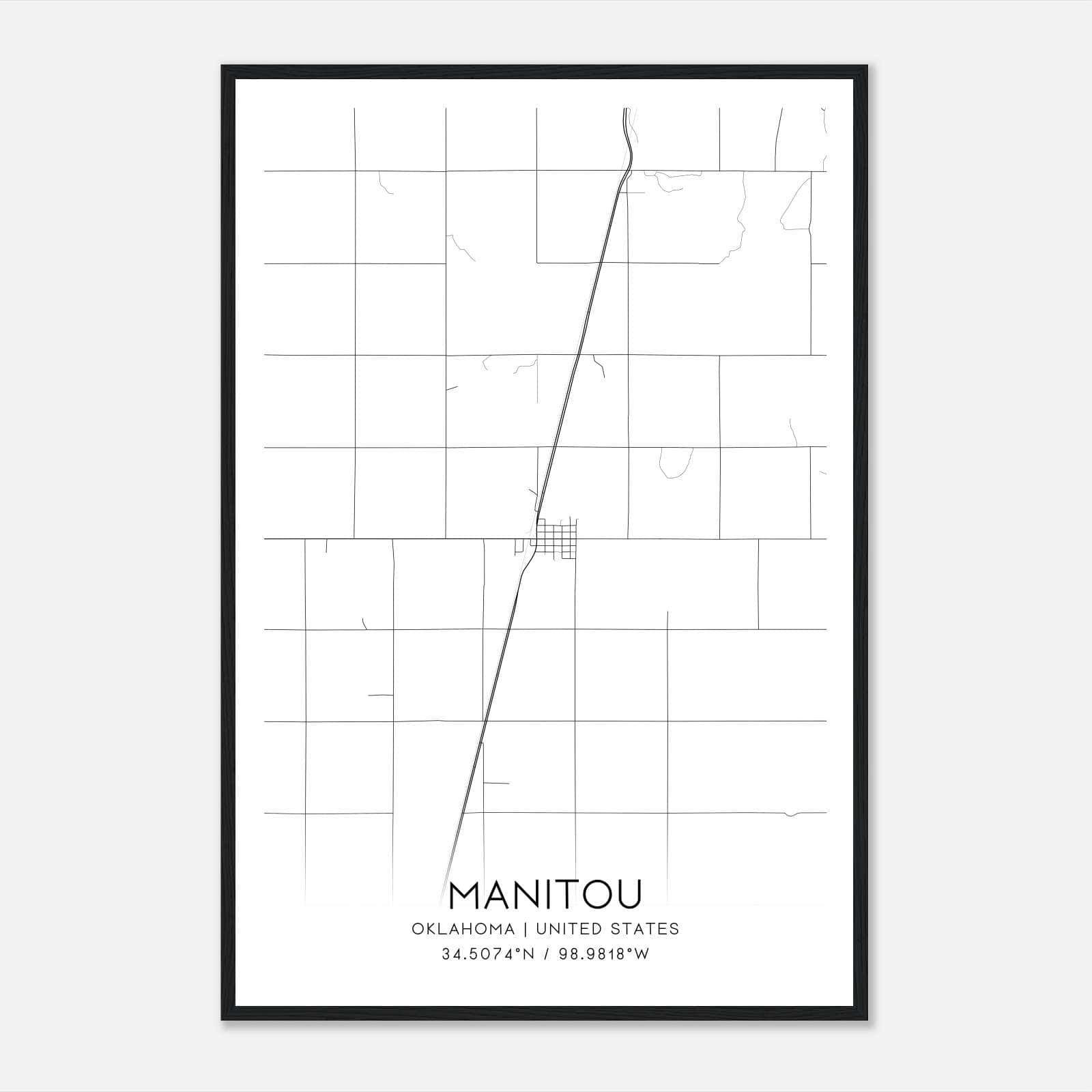 Manitou Oklahoma Map Poster, Modern Home Decor Wall Art Print Manitou Oklahoma Map Poster, Modern Home Decor Wall Art Print