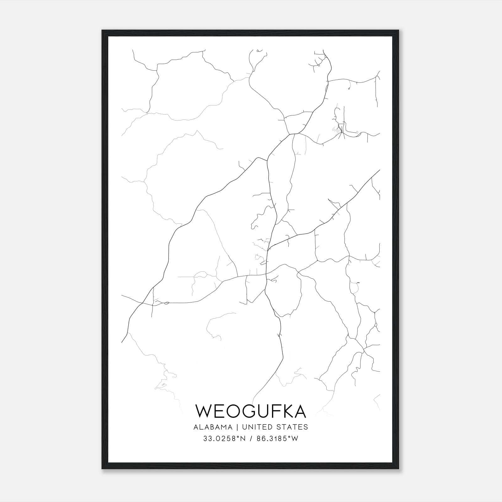 Weogufka Alabama Map Poster, Modern Home Decor Wall Art Print Weogufka Alabama Map Poster, Modern Home Decor Wall Art Print