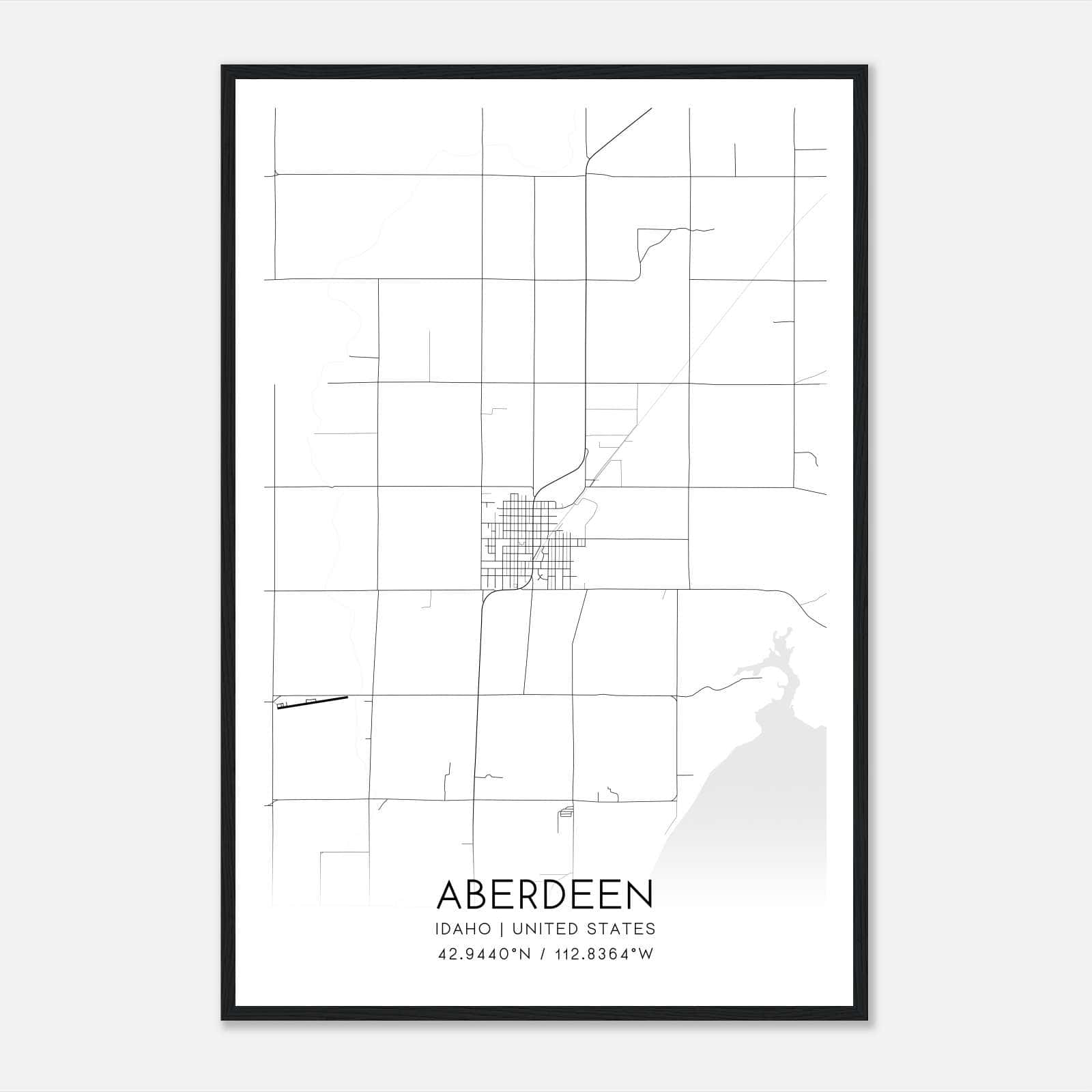 Aberdeen Idaho Map Poster, Modern Home Decor Wall Art Print