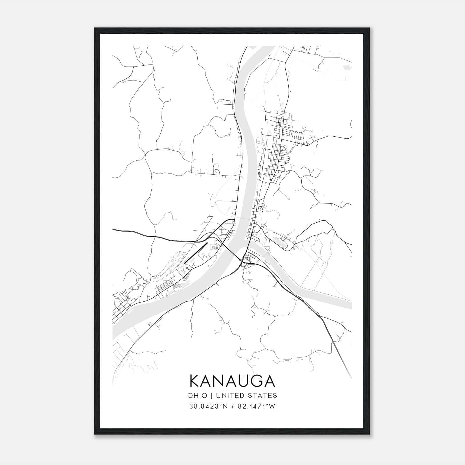 Kanauga Ohio Map Poster, Modern Home Decor Wall Art Print Kanauga Ohio Map Poster, Modern Home Decor Wall Art Print