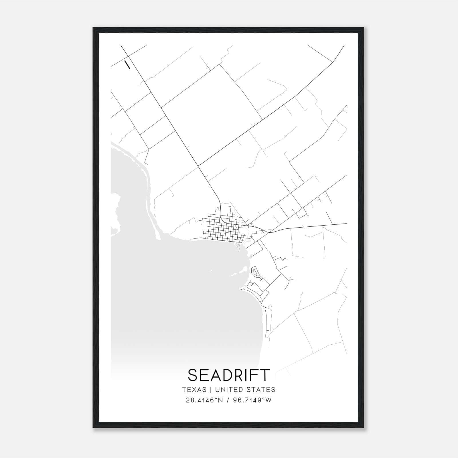 Seadrift Texas Map Poster, Modern Home Decor Wall Art Print Seadrift Texas Map Poster, Modern Home Decor Wall Art Print