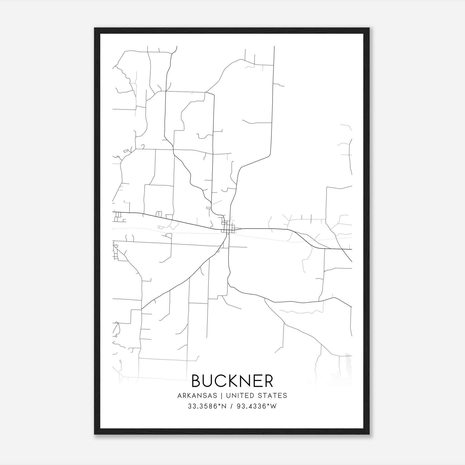 Buckner Arkansas Map Poster, Modern Home Decor Wall Art Print Buckner Arkansas Map Poster, Modern Home Decor Wall Art Print