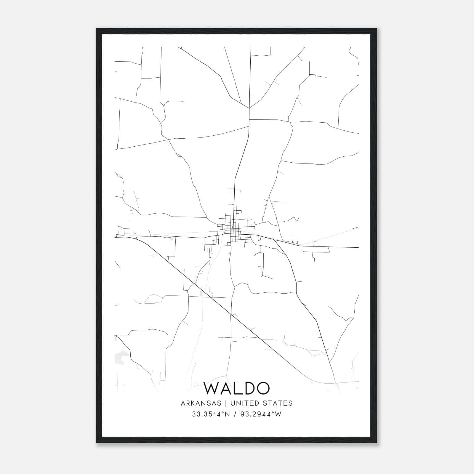 Waldo Arkansas Map Poster, Modern Home Decor Wall Art Print Waldo Arkansas Map Poster, Modern Home Decor Wall Art Print