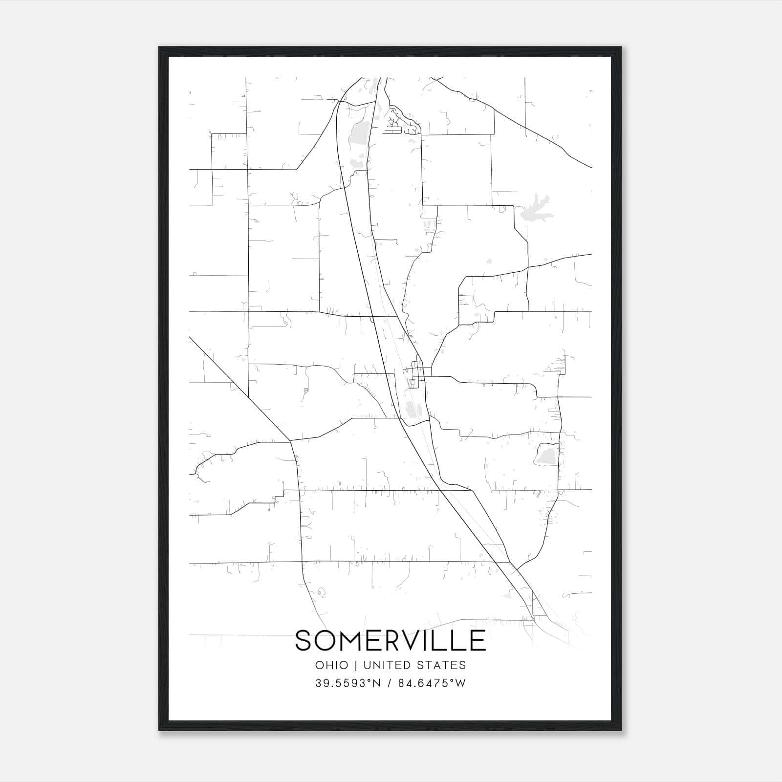 Somerville Ohio Map Poster, Modern Home Decor Wall Art Print Somerville Ohio Map Poster, Modern Home Decor Wall Art Print