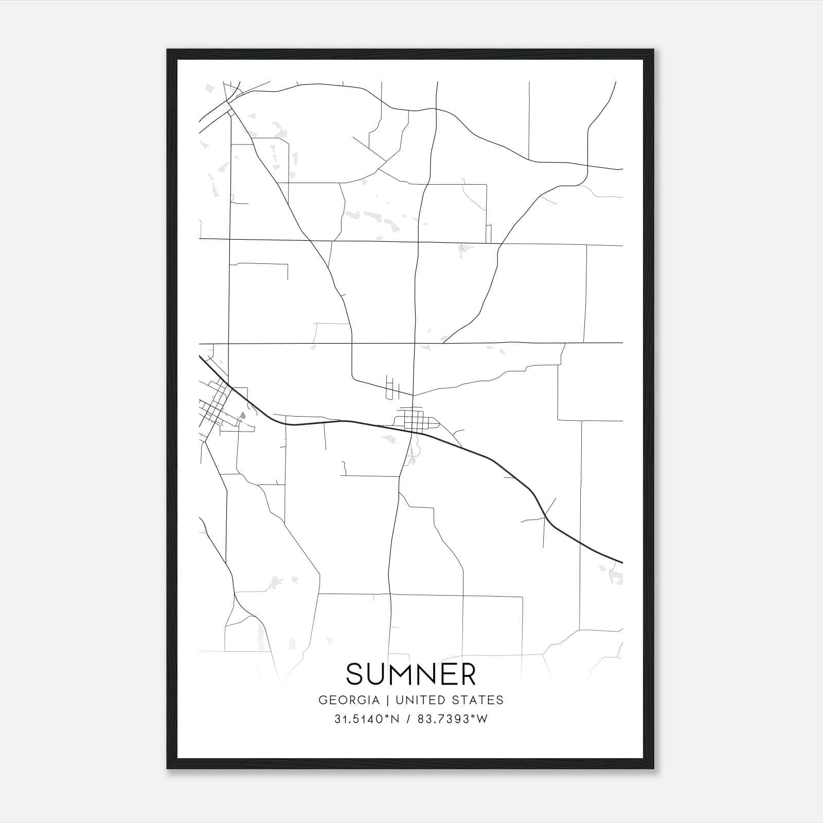 Sumner Georgia Map Poster, Modern Home Decor Wall Art Print Sumner Georgia Map Poster, Modern Home Decor Wall Art Print