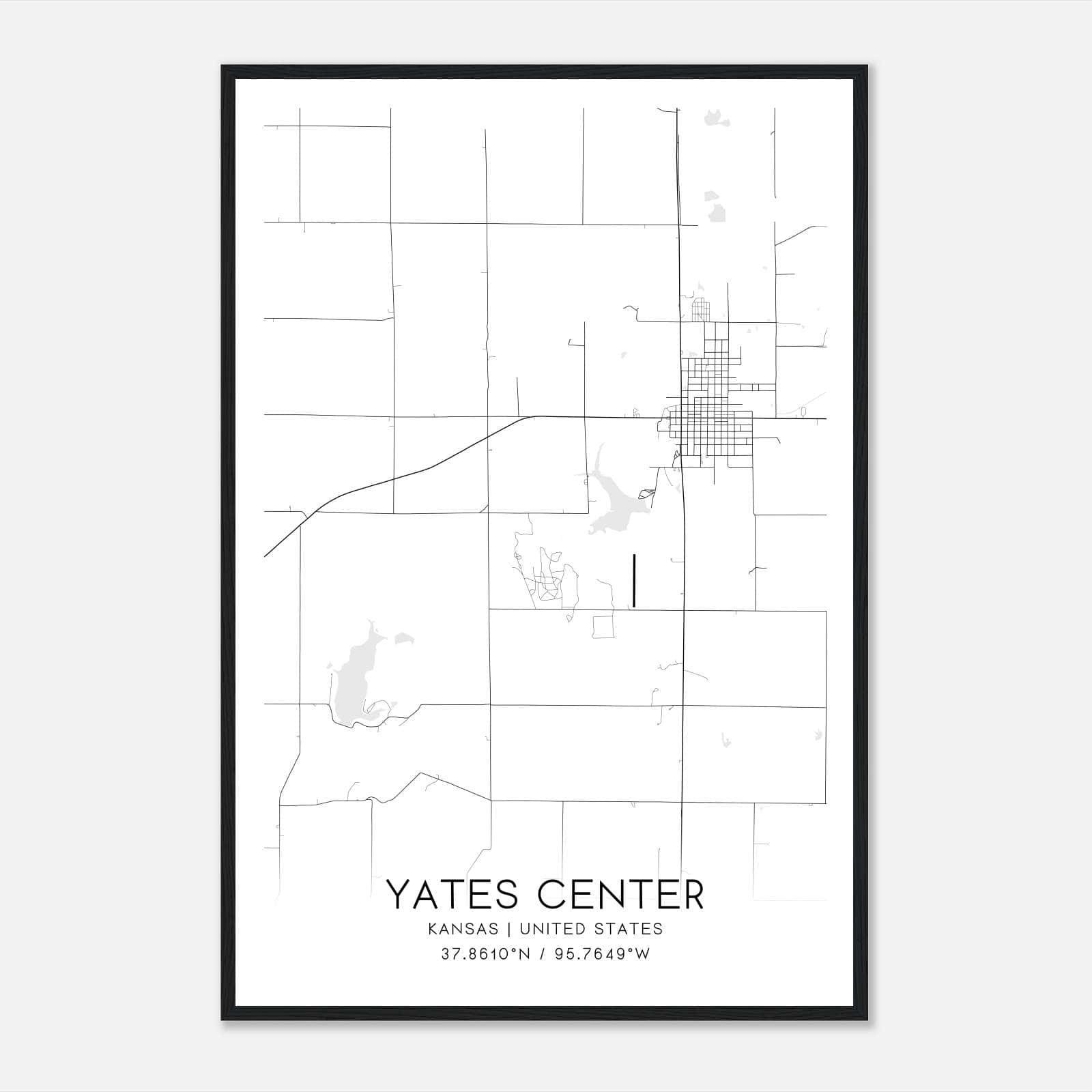 Yates Center Kansas Map Poster, Modern Home Decor Wall Art Print Yates Center Kansas Map Poster, Modern Home Decor Wall Art Print