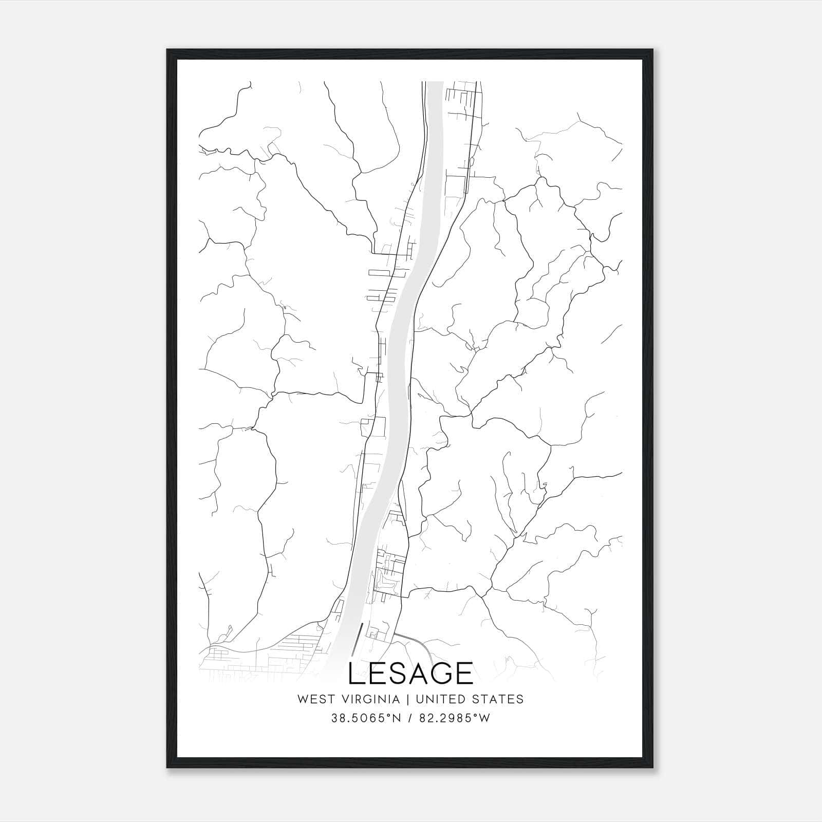 Lesage West Virginia Map Poster, Modern Home Decor Wall Art Print Lesage West Virginia Map Poster, Modern Home Decor Wall Art Print