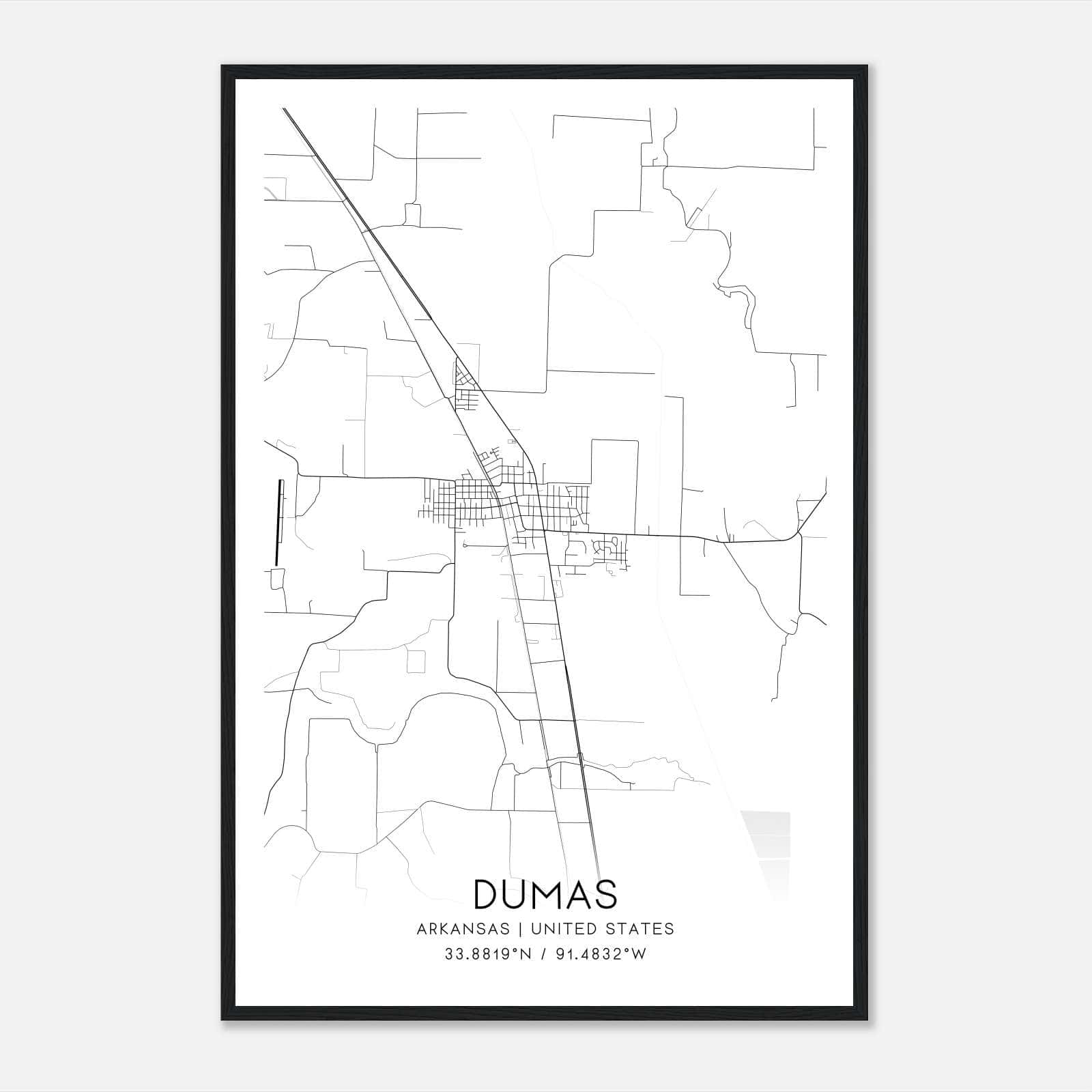 Dumas Arkansas Map Poster, Modern Home Decor Wall Art Print Dumas Arkansas Map Poster, Modern Home Decor Wall Art Print