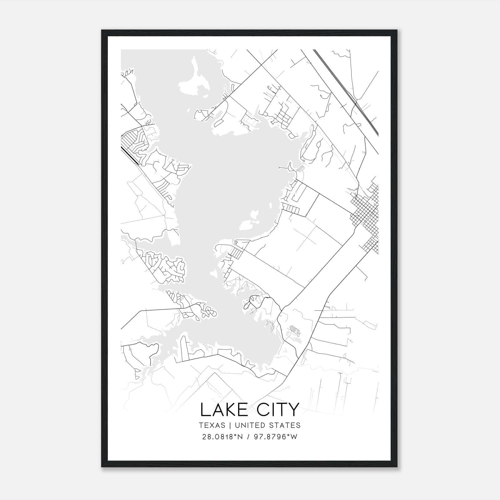 Lake City Texas Map Poster, Modern Home Decor Wall Art Print Lake City Texas Map Poster, Modern Home Decor Wall Art Print