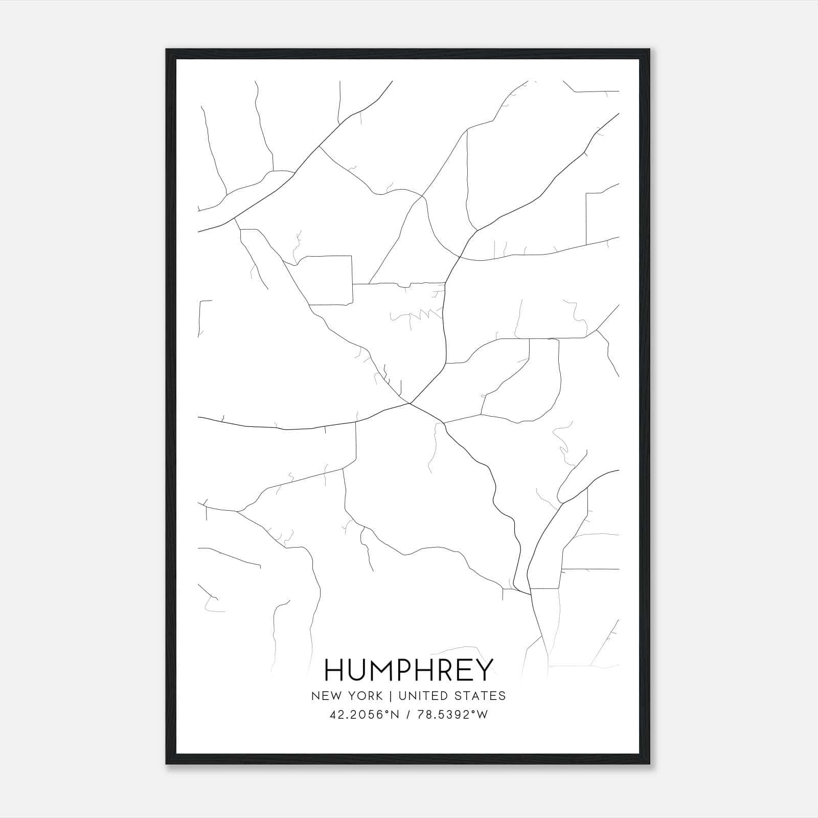Humphrey New York Map Poster, Modern Home Decor Wall Art Print Humphrey New York Map Poster, Modern Home Decor Wall Art Print