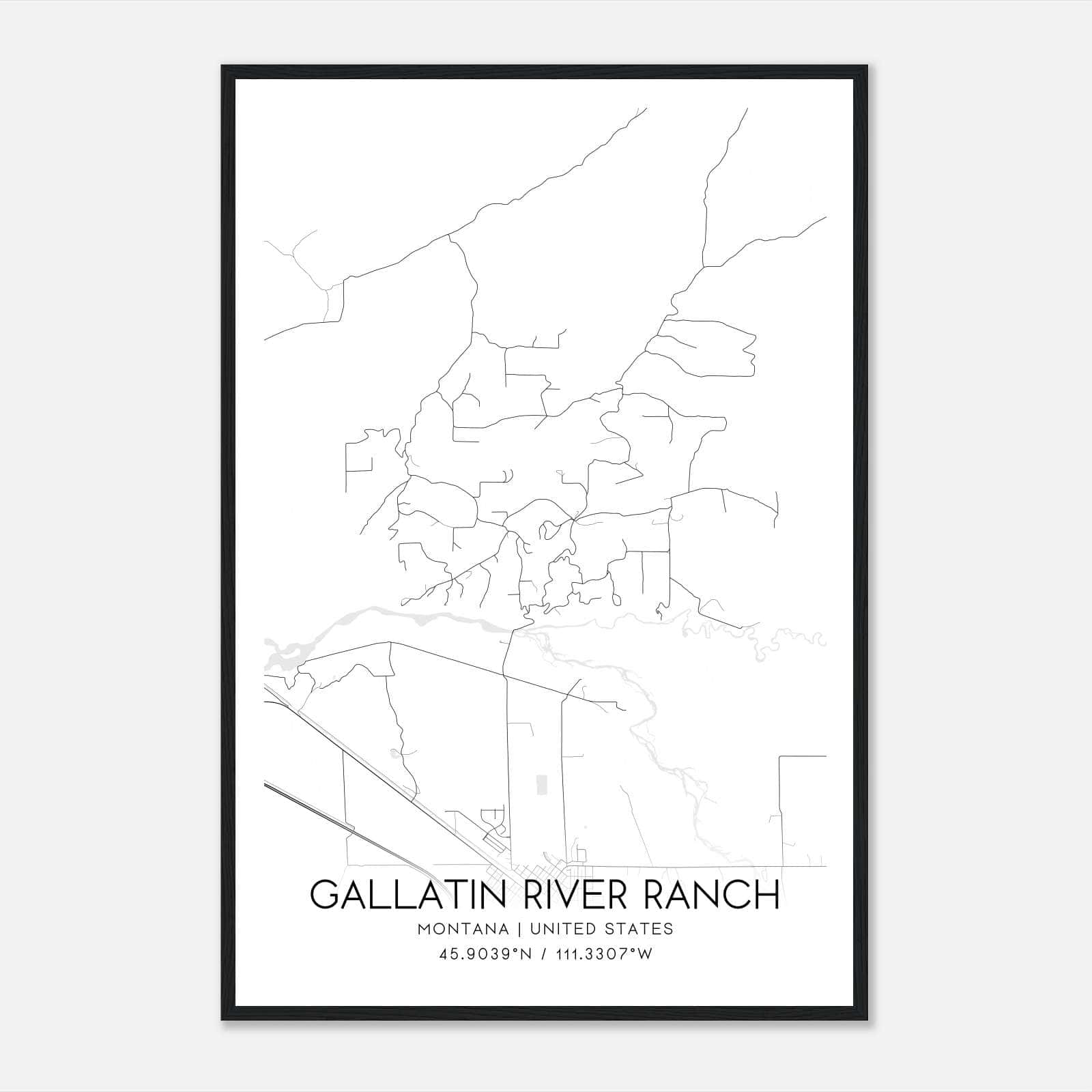 Gallatin River Ranch Montana Map Poster, Modern Home Decor Wall Art Print Gallatin River Ranch Montana Map Poster, Modern Home Decor Wall Art Print
