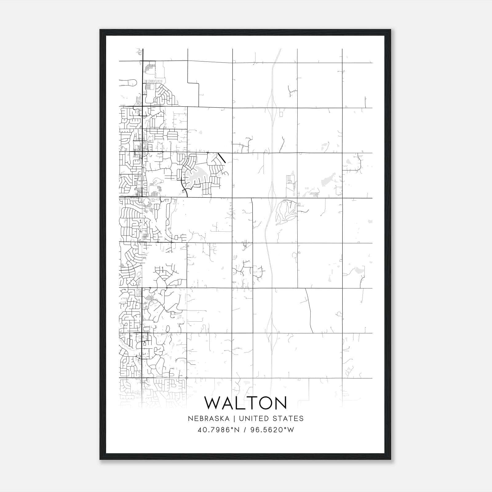 Walton Nebraska Map Poster, Modern Home Decor Wall Art Print Walton Nebraska Map Poster, Modern Home Decor Wall Art Print