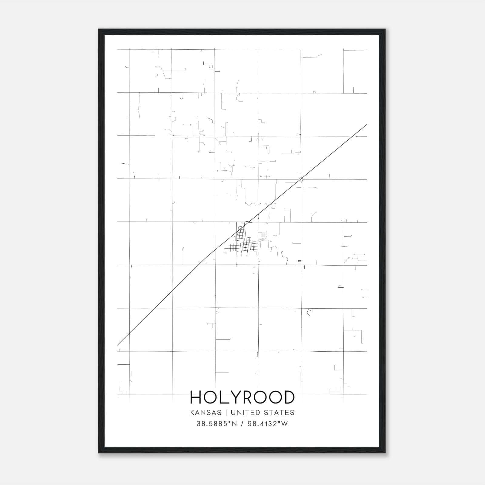 Holyrood Kansas Map Poster, Modern Home Decor Wall Art Print Holyrood Kansas Map Poster, Modern Home Decor Wall Art Print