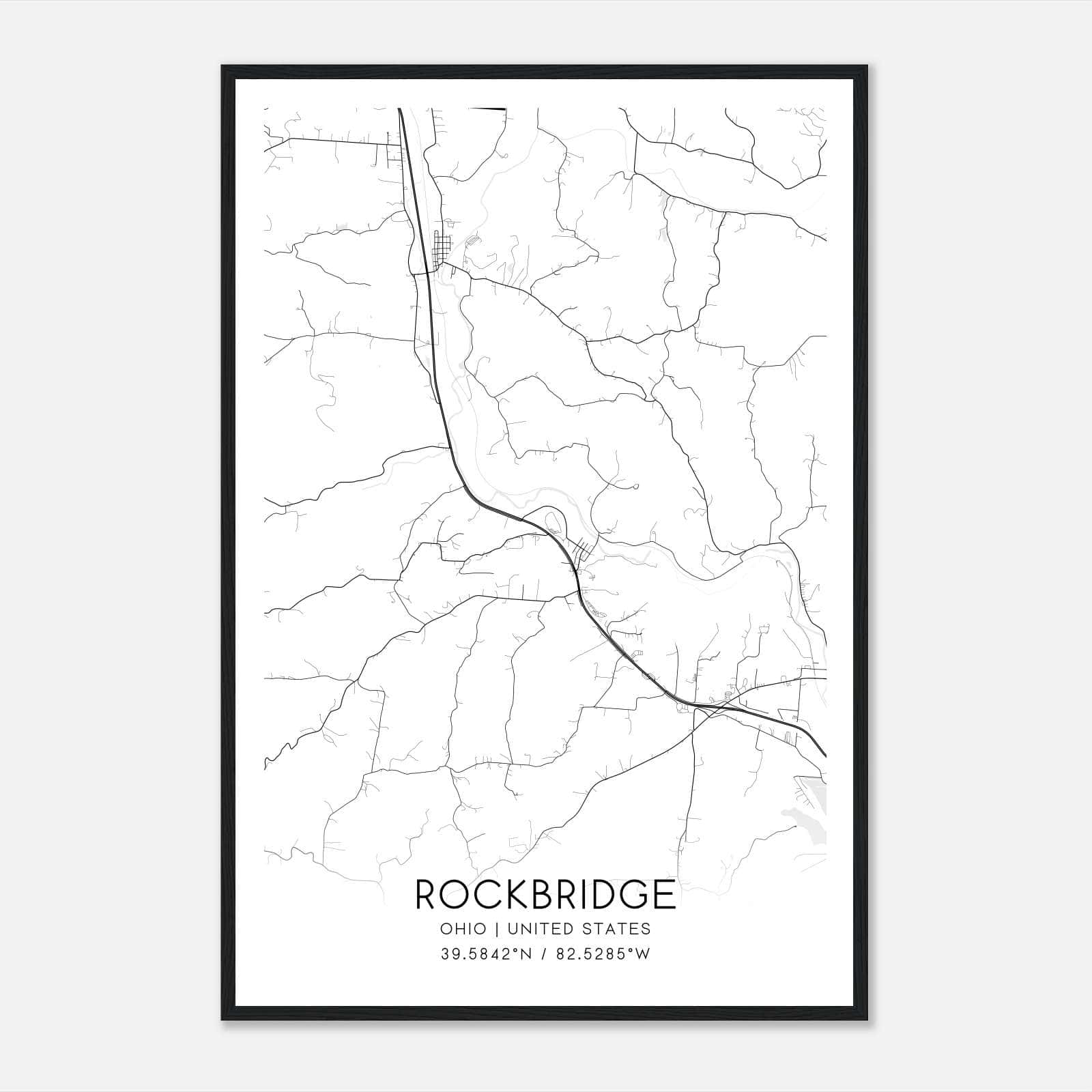 Rockbridge Ohio Map Poster, Modern Home Decor Wall Art Print Rockbridge Ohio Map Poster, Modern Home Decor Wall Art Print
