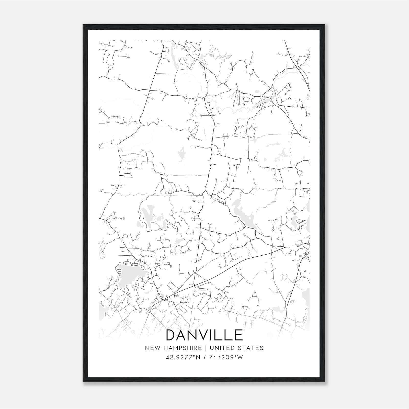 Danville New Hampshire Map Poster, Modern Home Decor Wall Art Print Danville New Hampshire Map Poster, Modern Home Decor Wall Art Print