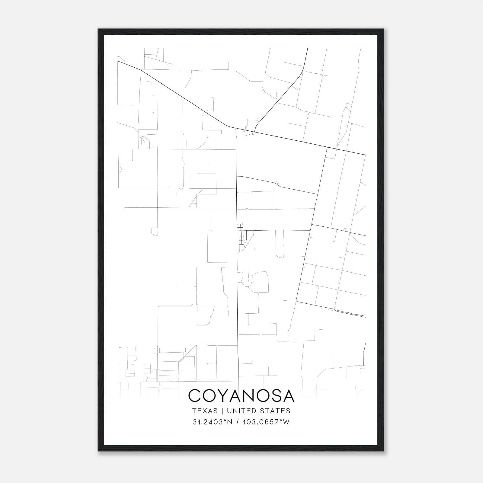 Coyanosa Texas Map Poster, Modern Home Decor Wall Art Print Coyanosa Texas Map Poster, Modern Home Decor Wall Art Print