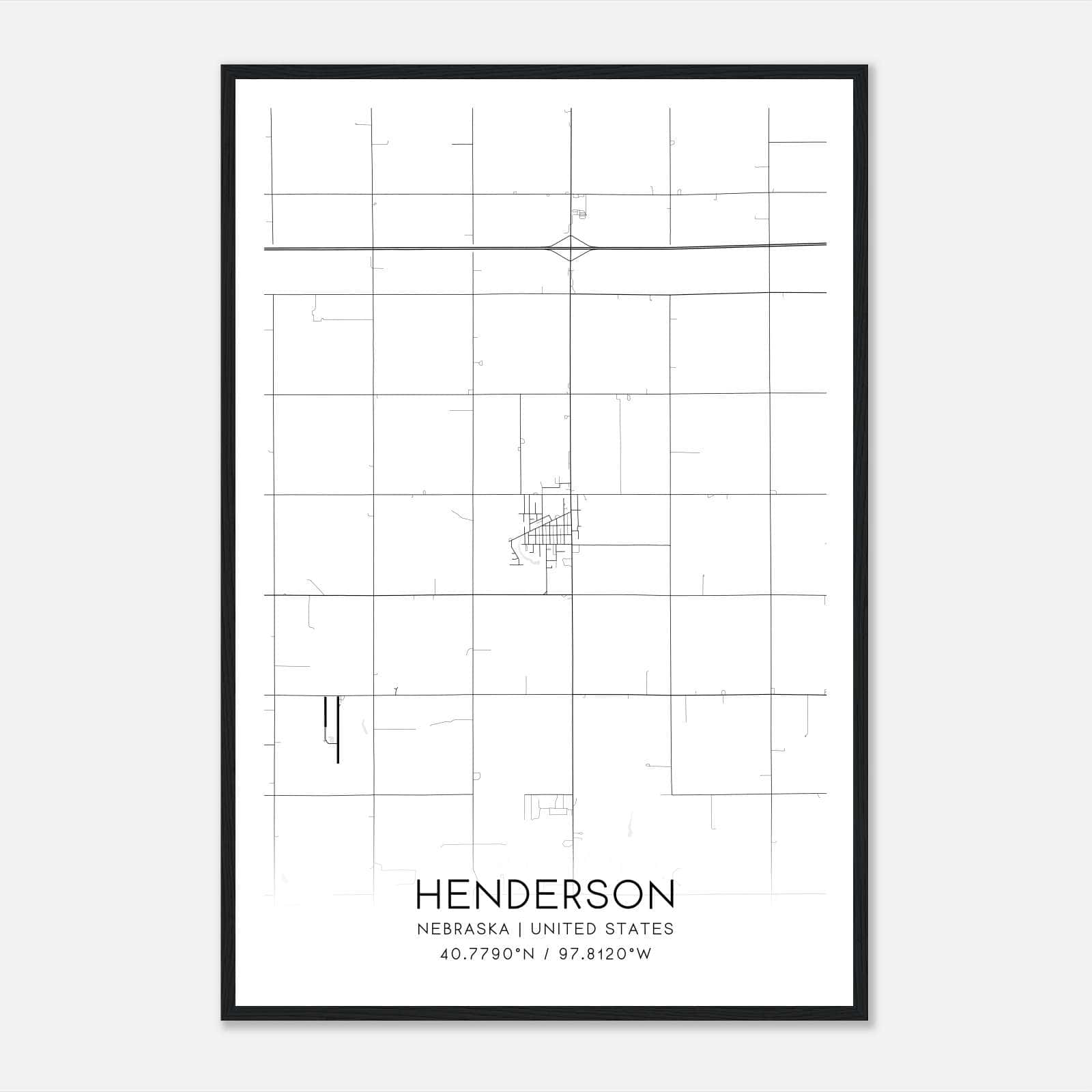 Henderson Nebraska Map Poster, Modern Home Decor Wall Art Print Henderson Nebraska Map Poster, Modern Home Decor Wall Art Print