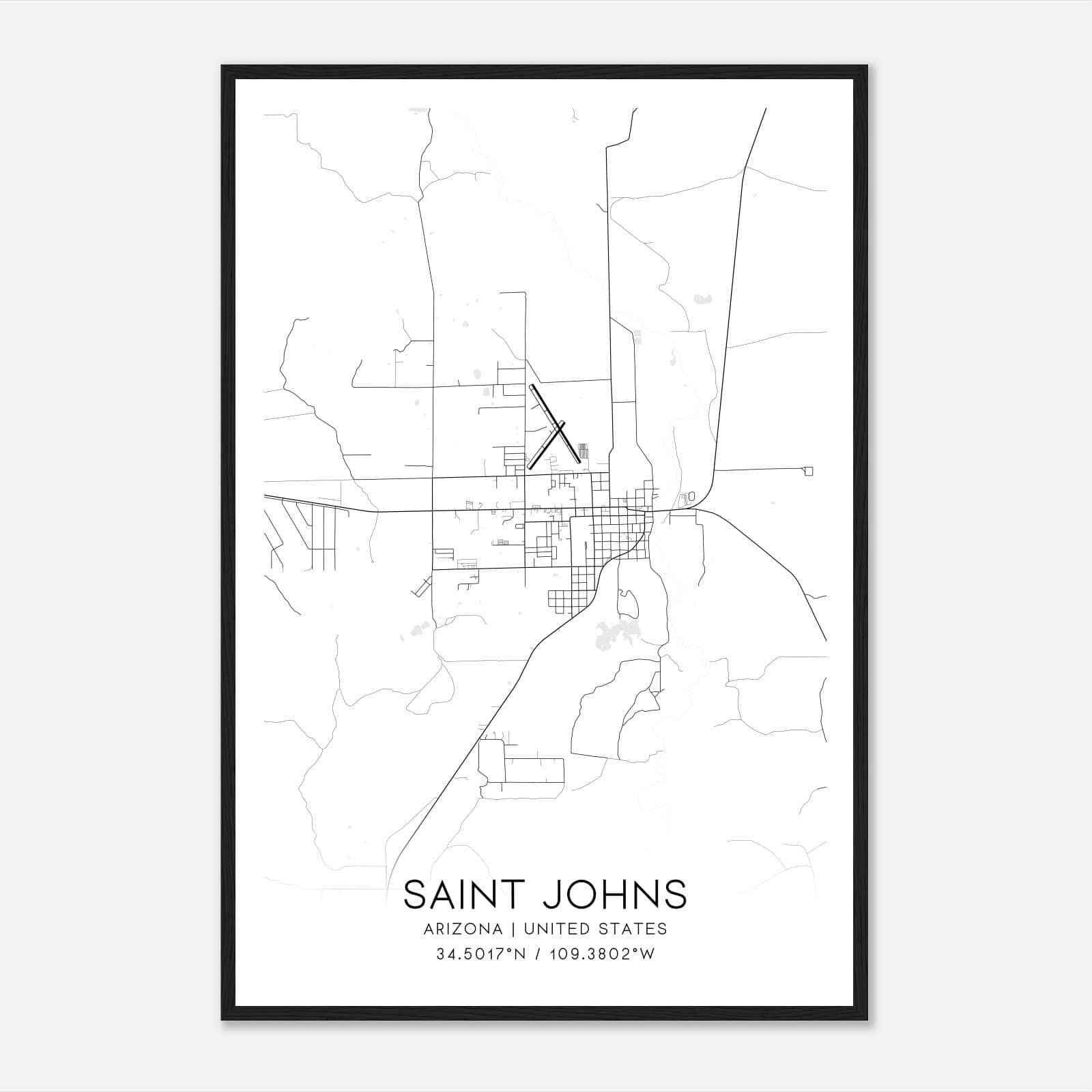 Saint Johns Arizona Map Poster, Modern Home Decor Wall Art Print Saint Johns Arizona Map Poster, Modern Home Decor Wall Art Print