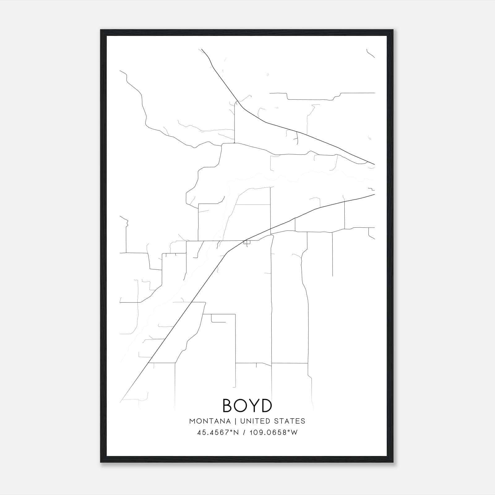 Boyd Montana Map Poster, Modern Home Decor Wall Art Print Boyd Montana Map Poster, Modern Home Decor Wall Art Print