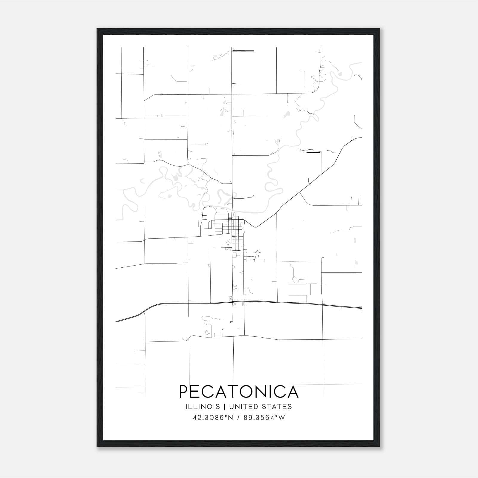 Pecatonica Illinois Map Poster, Modern Home Decor Wall Art Print Pecatonica Illinois Map Poster, Modern Home Decor Wall Art Print
