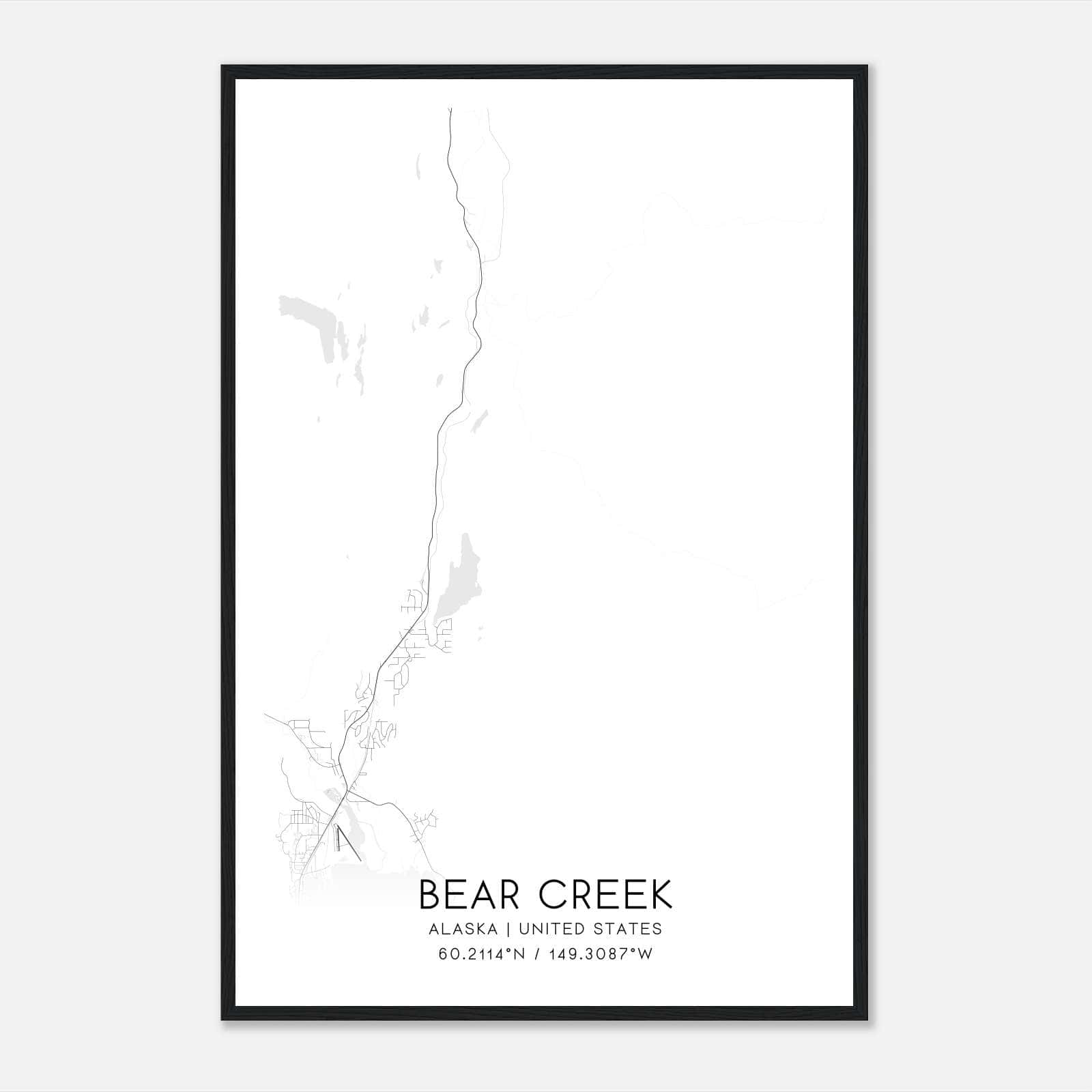Bear Creek Alaska Map Poster, Modern Home Decor Wall Art Print Bear Creek Alaska Map Poster, Modern Home Decor Wall Art Print