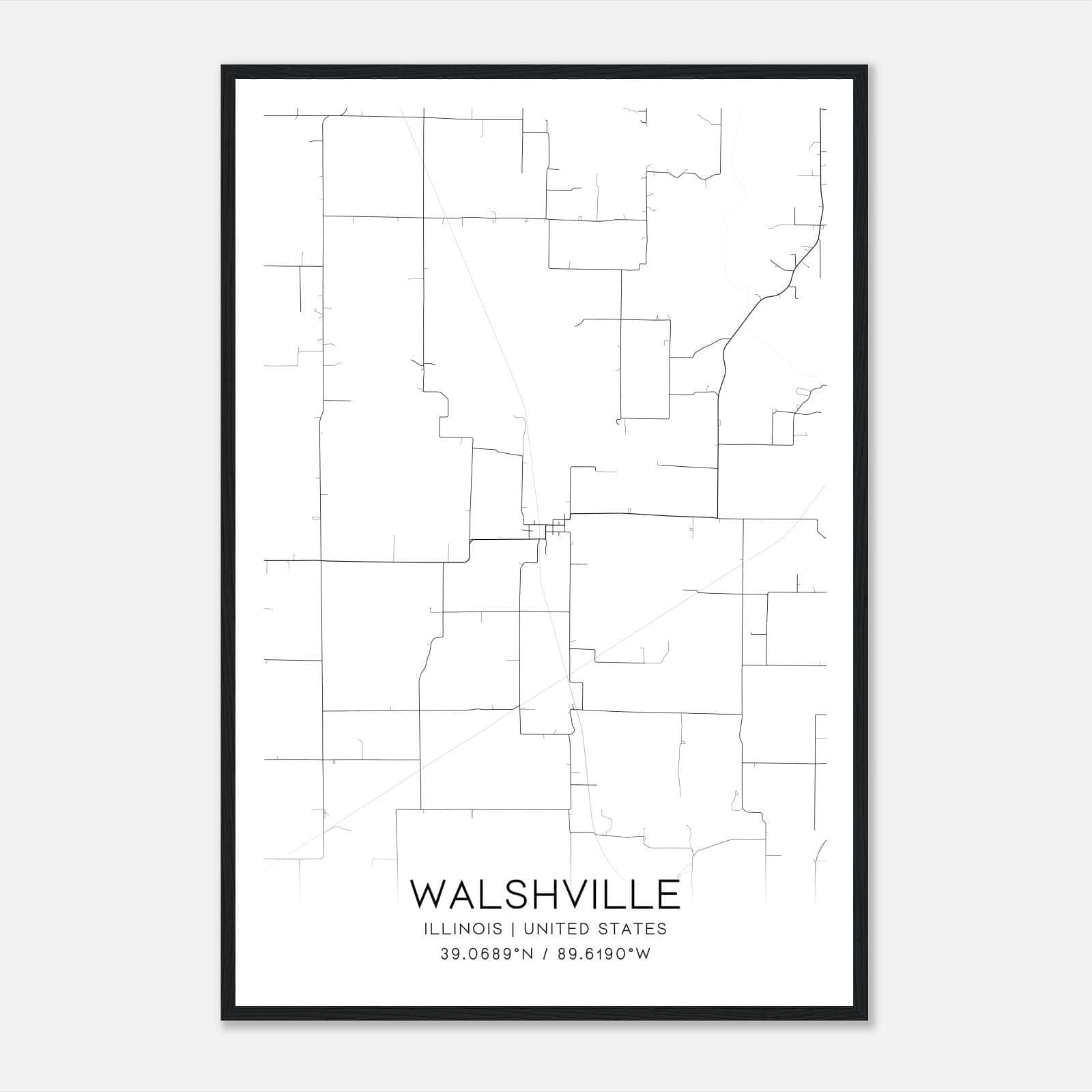 Walshville Illinois Map Poster, Modern Home Decor Wall Art Print Walshville Illinois Map Poster, Modern Home Decor Wall Art Print