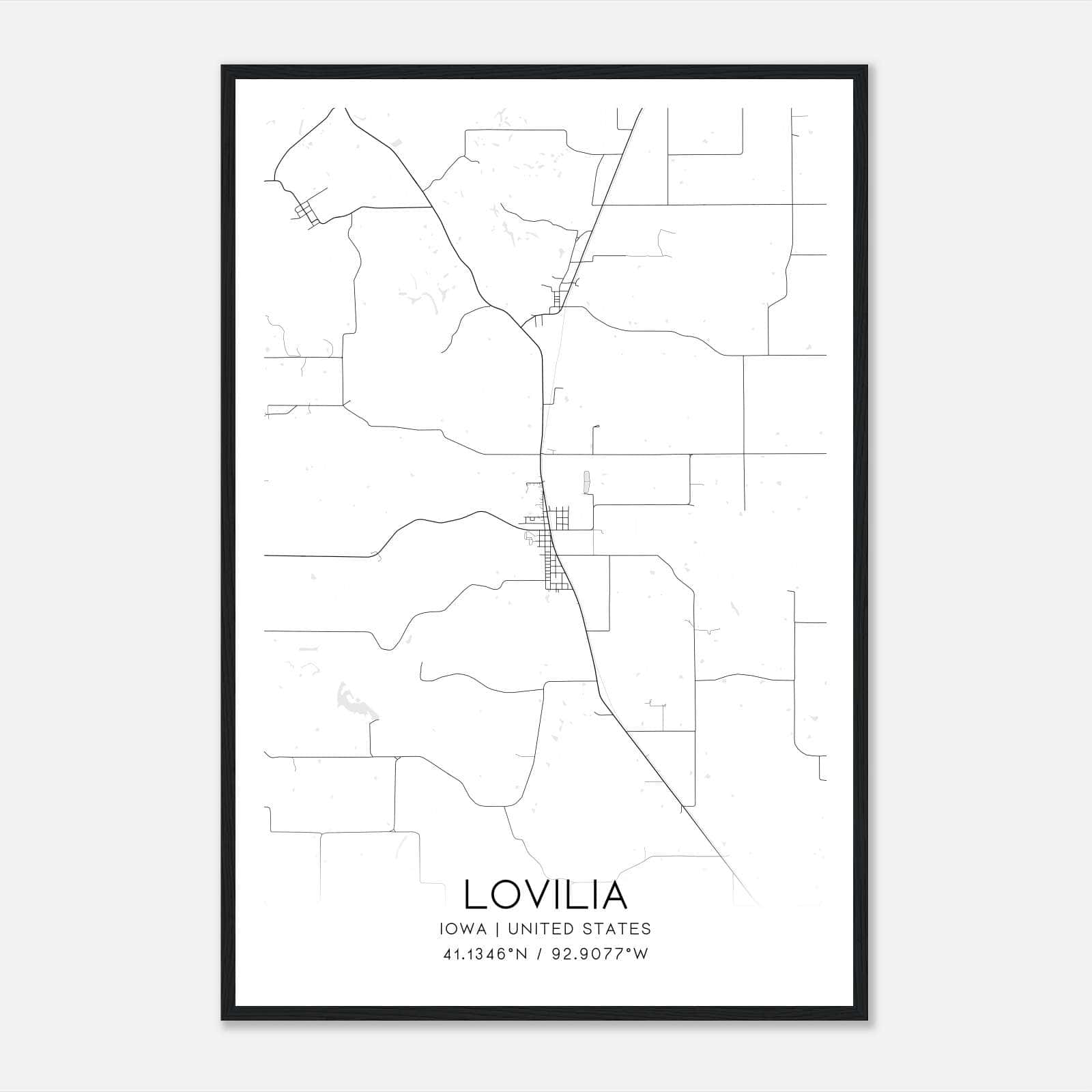 Lovilia Iowa Map Poster, Modern Home Decor Wall Art Print Lovilia Iowa Map Poster, Modern Home Decor Wall Art Print
