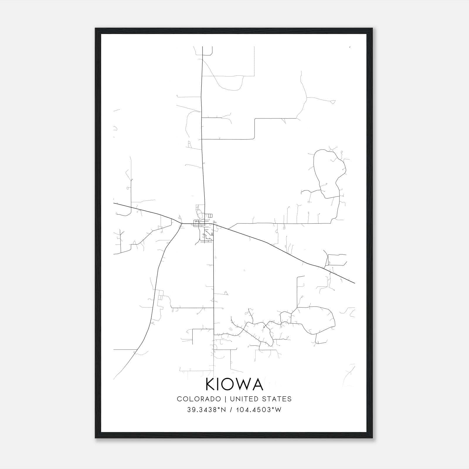 Kiowa Colorado Map Poster, Modern Home Decor Wall Art Print Kiowa Colorado Map Poster, Modern Home Decor Wall Art Print