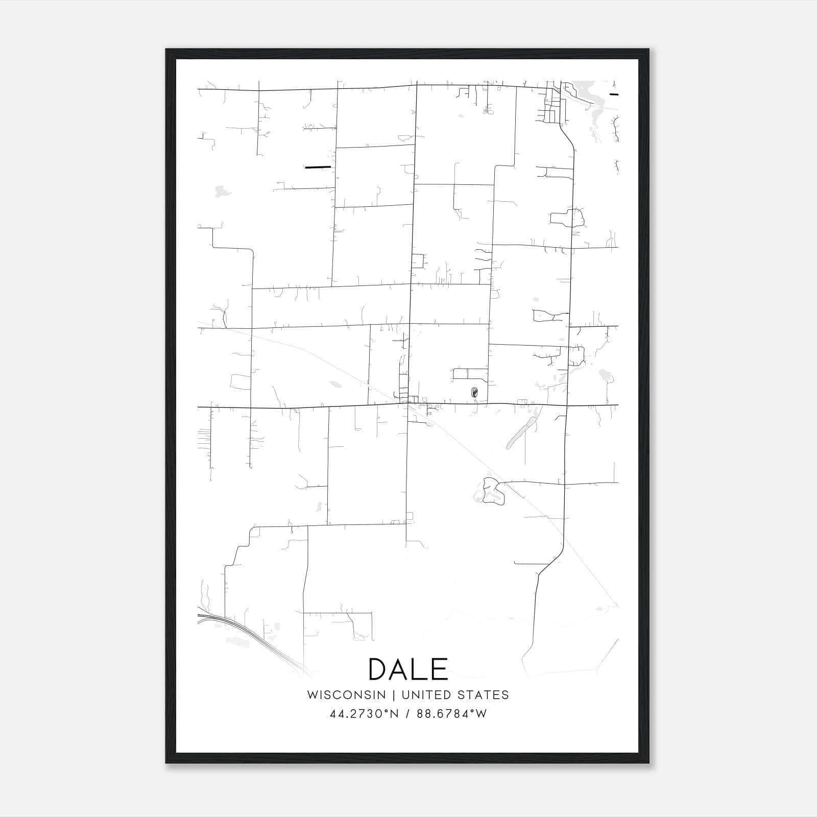 Dale Wisconsin Map Poster, Modern Home Decor Wall Art Print Dale Wisconsin Map Poster, Modern Home Decor Wall Art Print